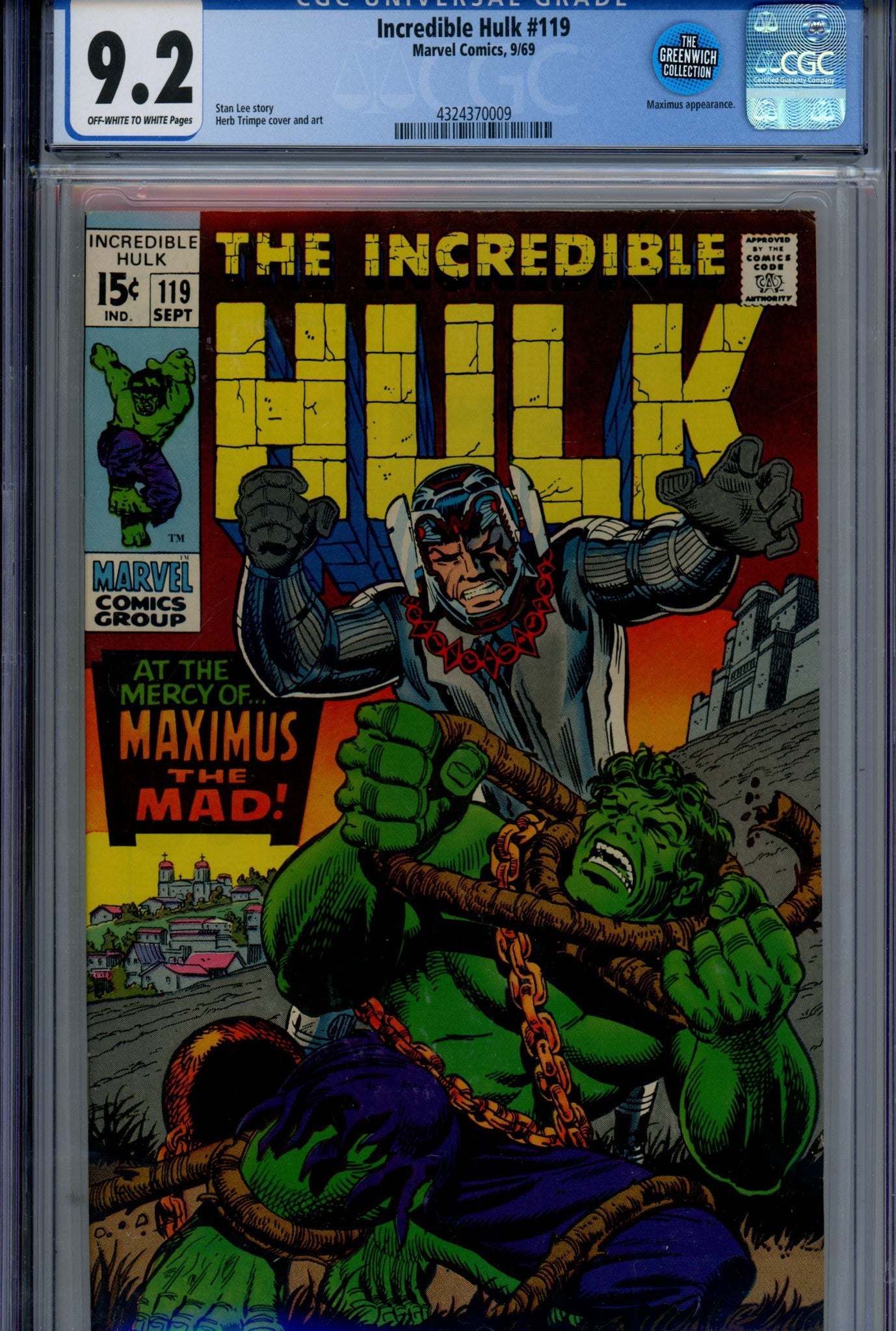 The Incredible Hulk Vol 1 119 CGC 9.2 (NM-) (1969) 