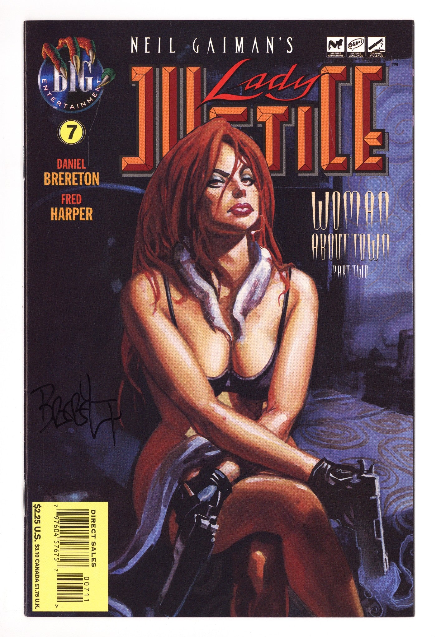 Neil Gaiman's Lady Justice   7  VF (8.0)   (1996)        Signed x1 Cover Dan Brereton 