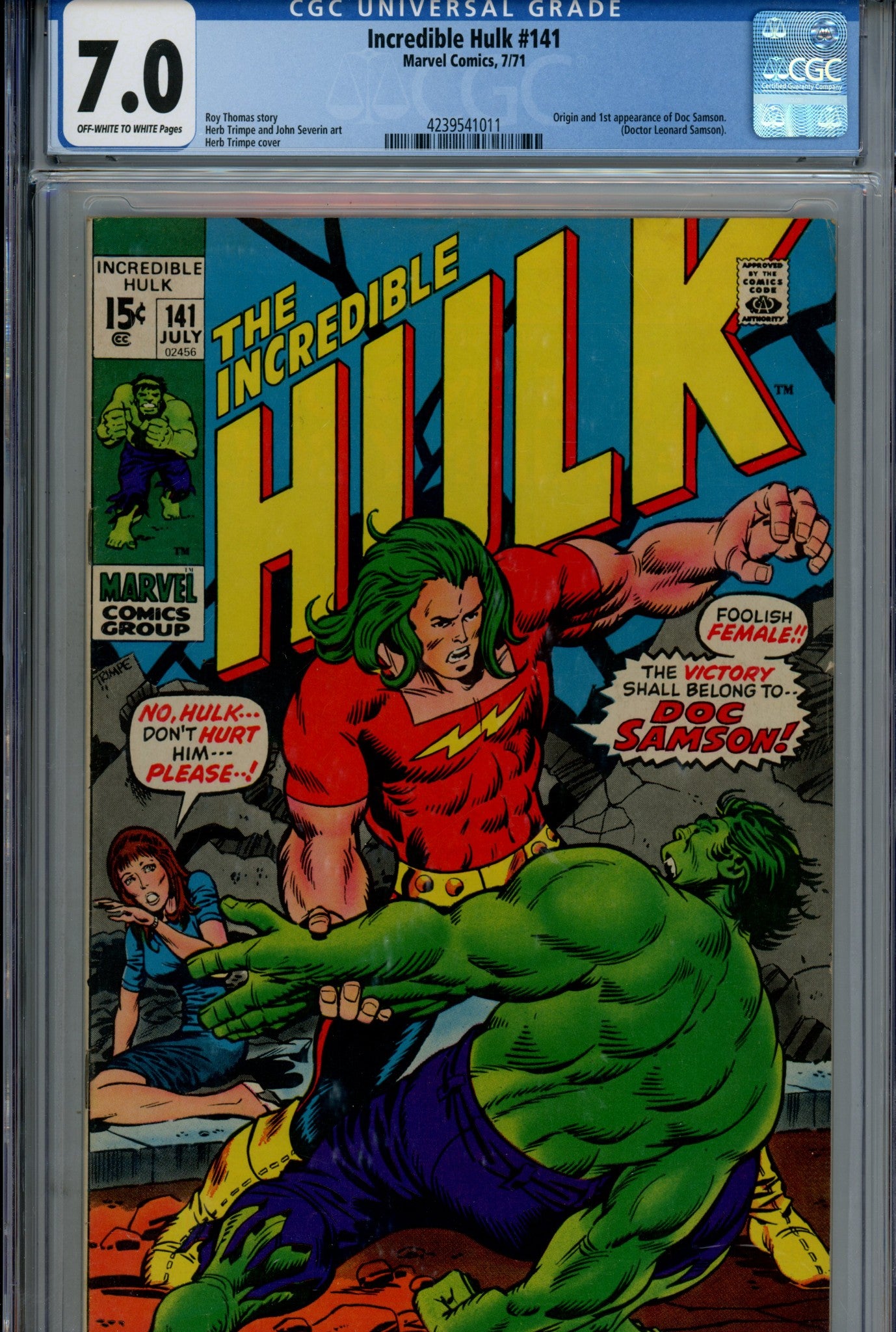 The Incredible Hulk Vol 1 141 CGC 7.0 (FN/VF) (1971) 