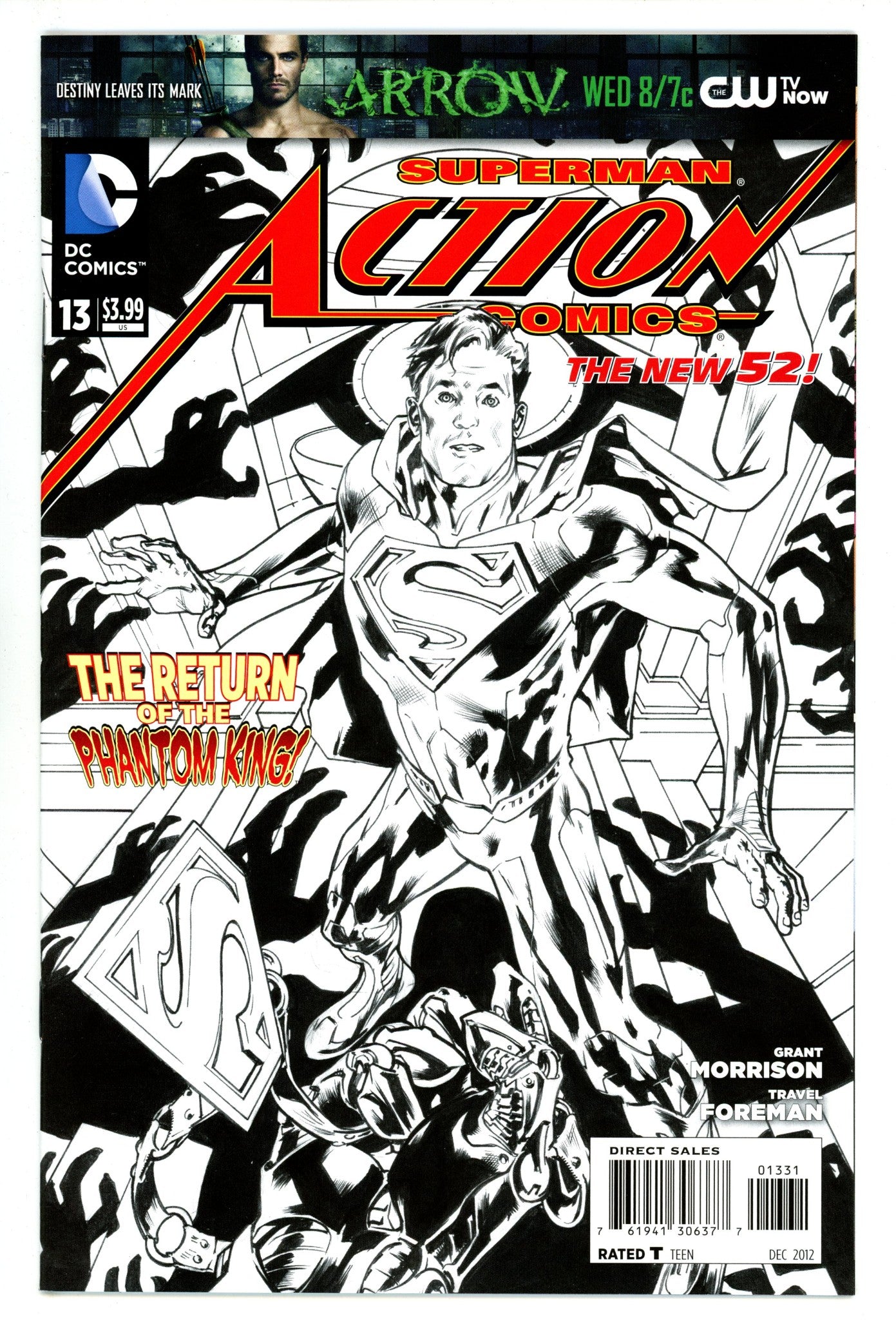 Action Comics Vol 2 13 NM- (9.2) (2012) Hitch B&W Sketch Incentive Variant 
