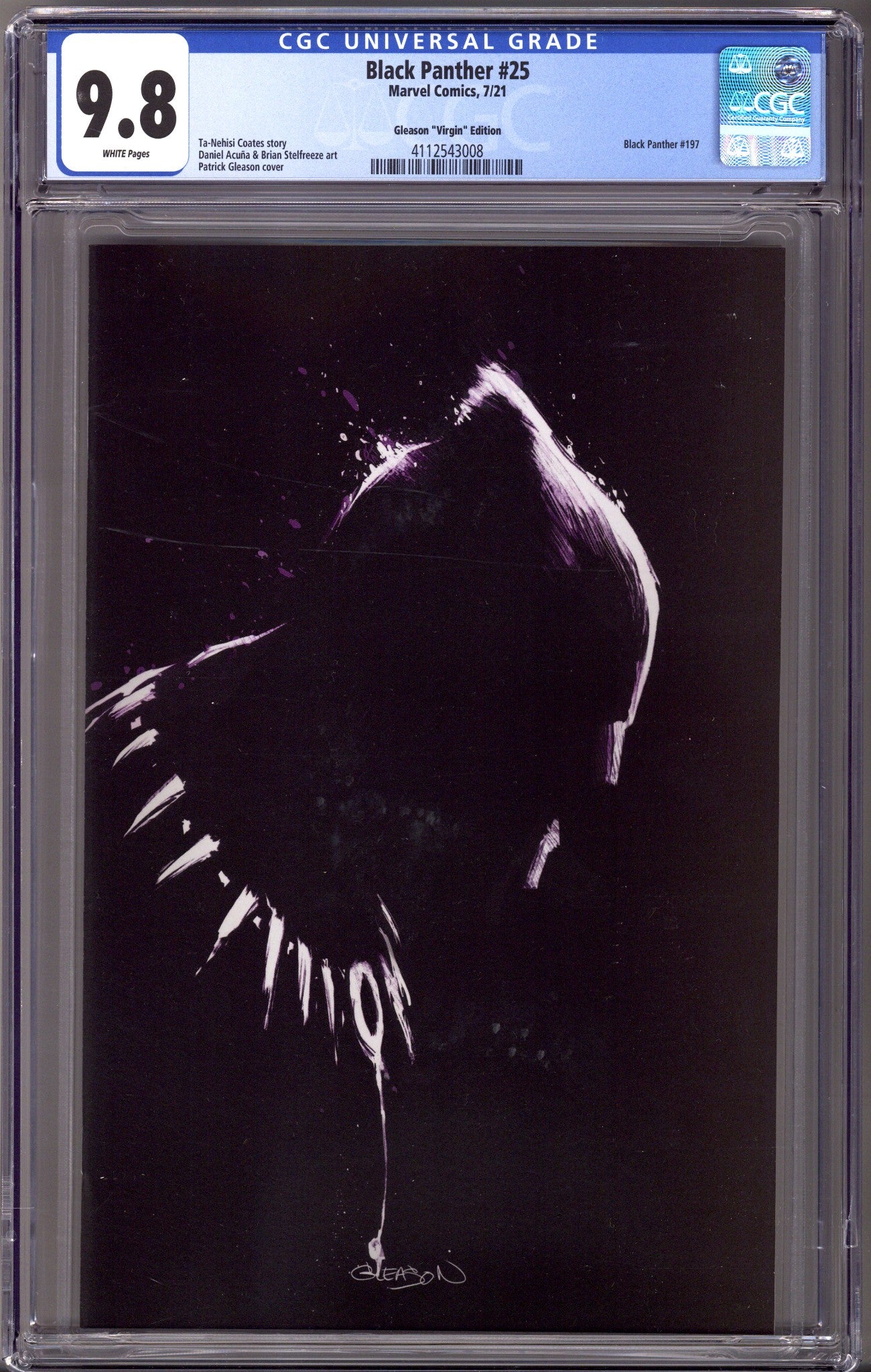 Black Panther Vol 7 25 (197) CGC 9.8 (NM/M) (2021) Gleason Virgin Exclusive Variant 