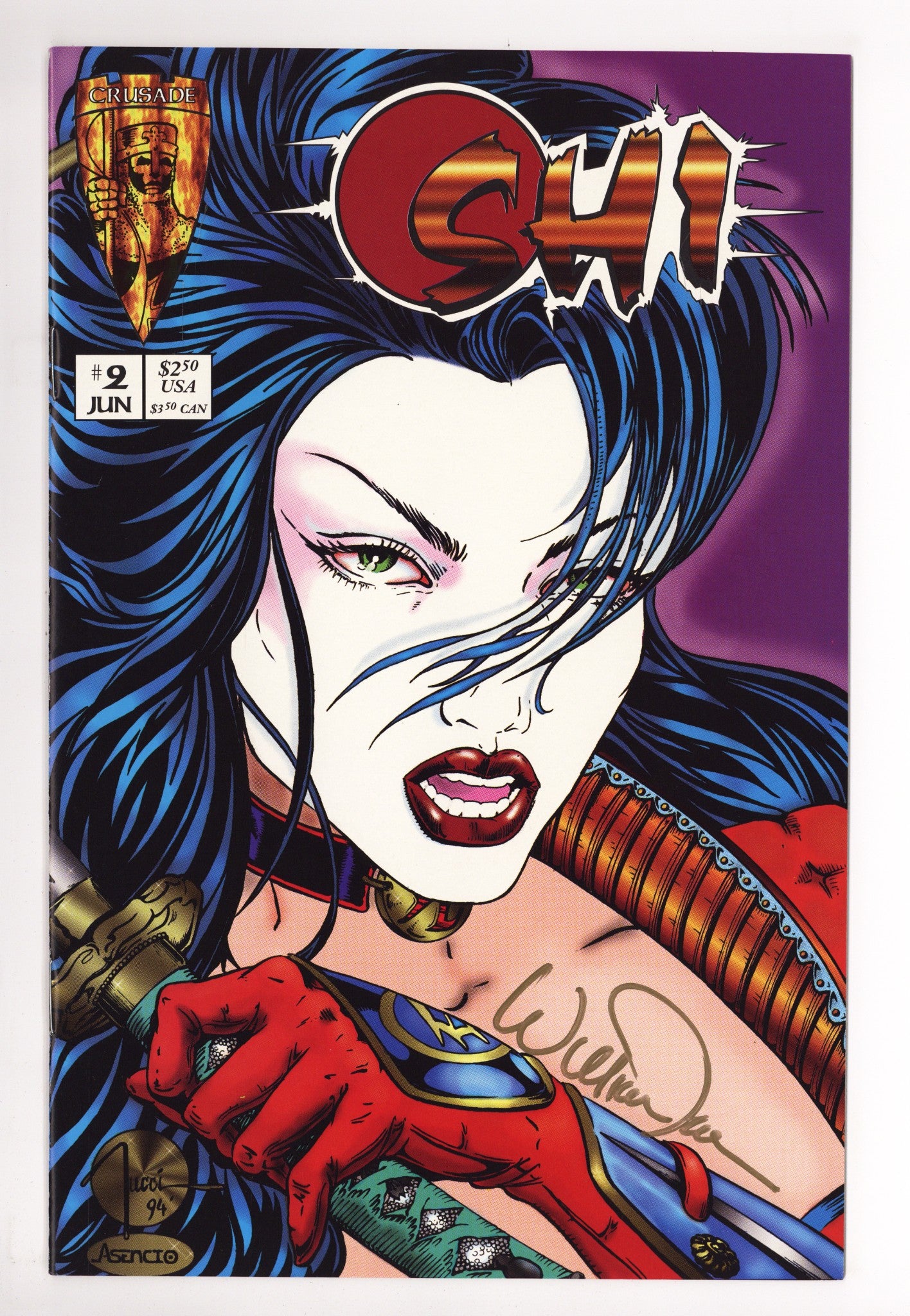 Shi: The Way of the Warrior   2  NM- (9.2)   (1994)        Signed x1 Cover Billy Tucci 