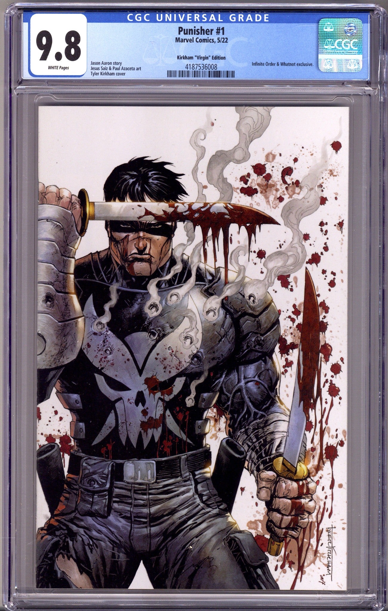 Punisher Vol 13 1 CGC 9.8 (NM/M) (2022) Kirkham Virgin Exclusive Variant 