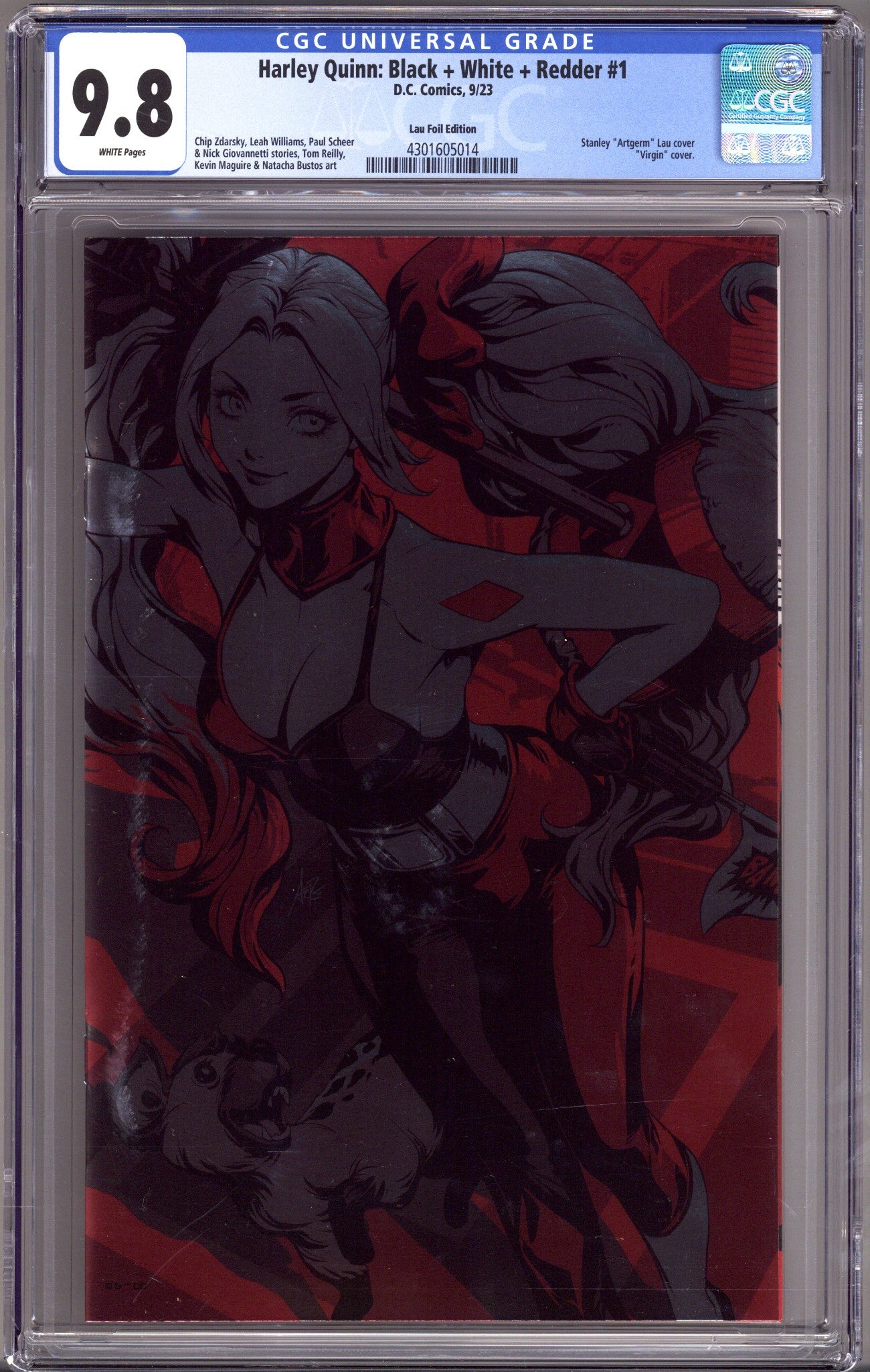 Harley Quinn: Black + White + Redder 1 CGC 9.8 (NM/M) (2023) Artgerm Foil Virgin Variant 