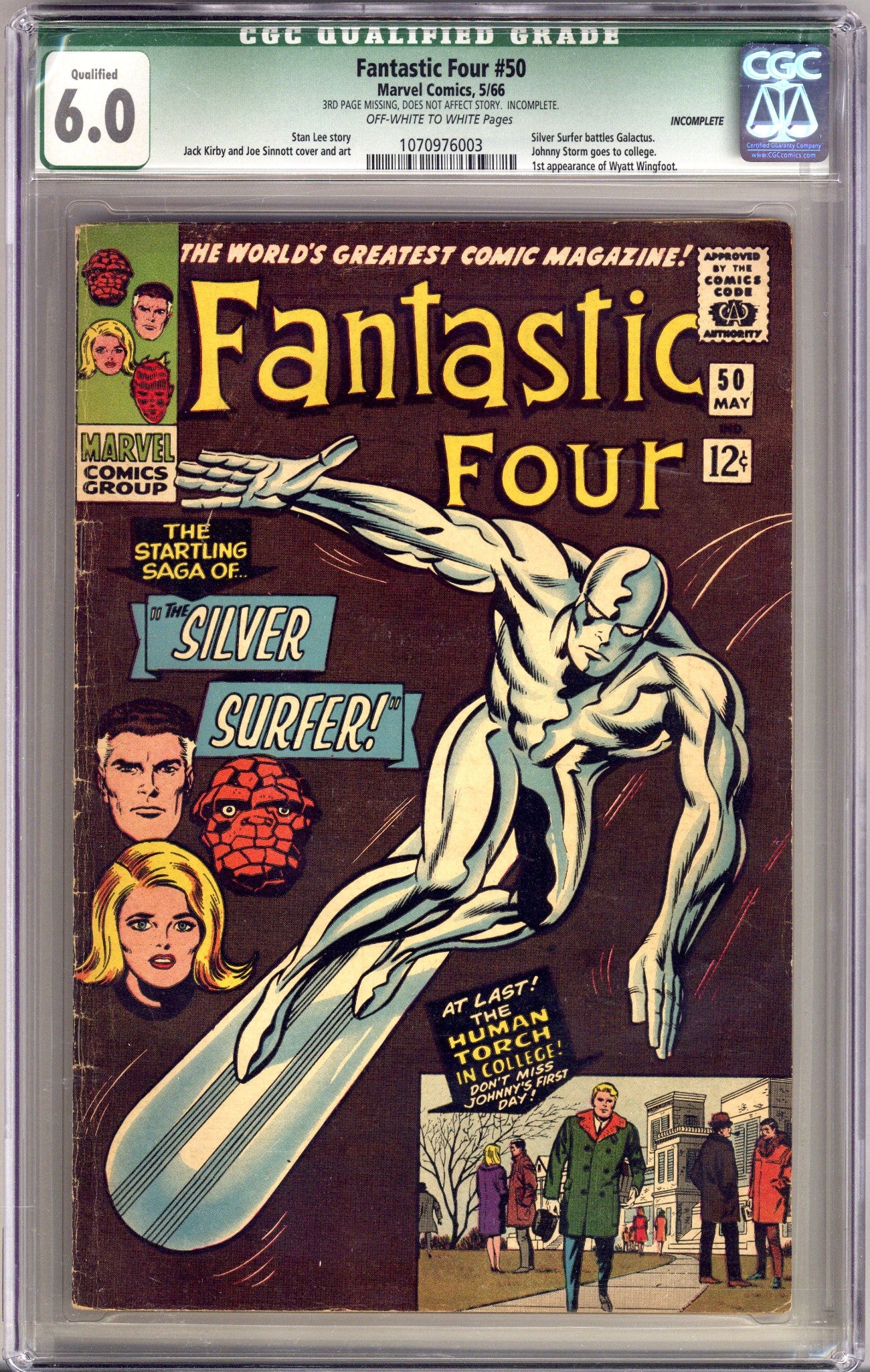 Fantastic Four Vol 1 50 CGC 6.0 (FN) Incomplete (1966) 