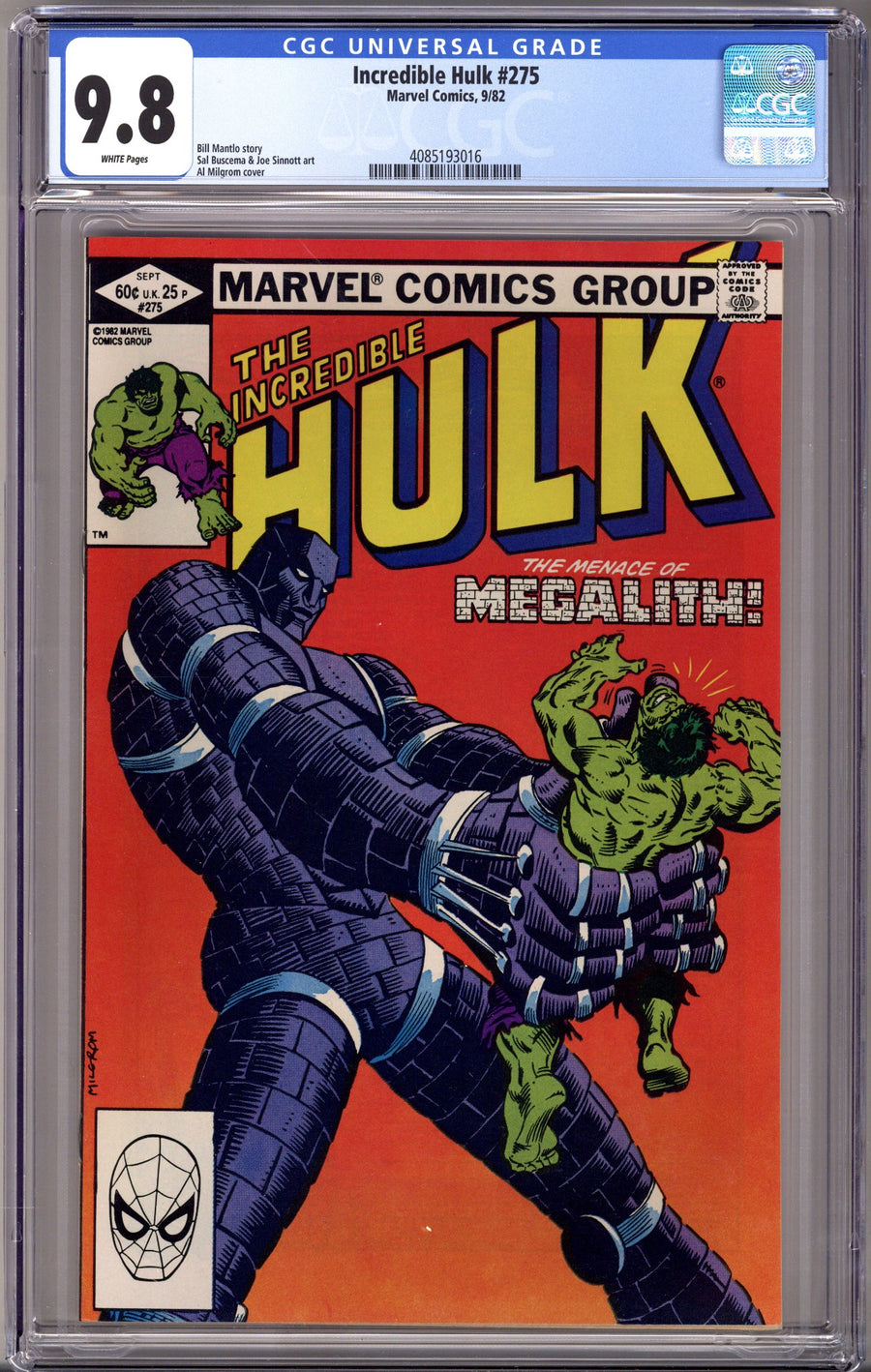 The Incredible Hulk Vol 1 275 CGC 9.8 (NM/M) (1982) 