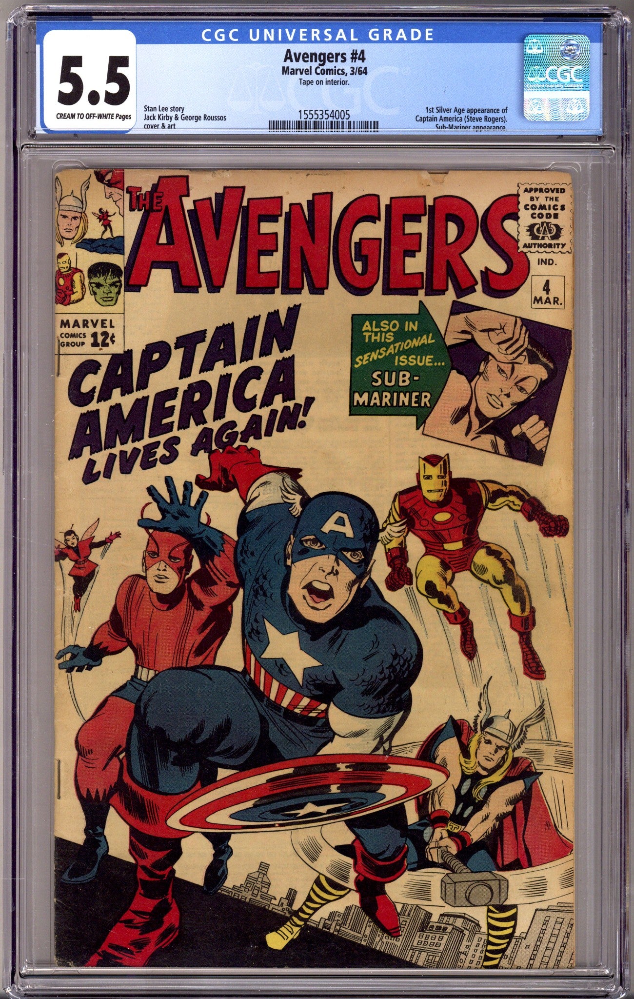 The Avengers Vol 1 4 CGC 5.5 (FN-) (1964) 