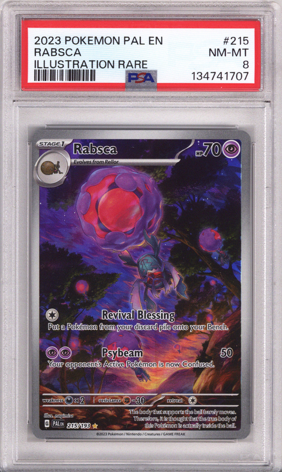 Pokemon Paldea Evolved Rabsca Illustration Rare PSA Near Mint-Mint 8 (2023)