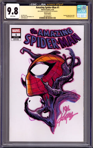 Amazing Spider-Man Vol 7 1 CGC 9.8 (NM/M) (2025) Blank Variant Signed / Remarked x1 Cover Ken Lashley