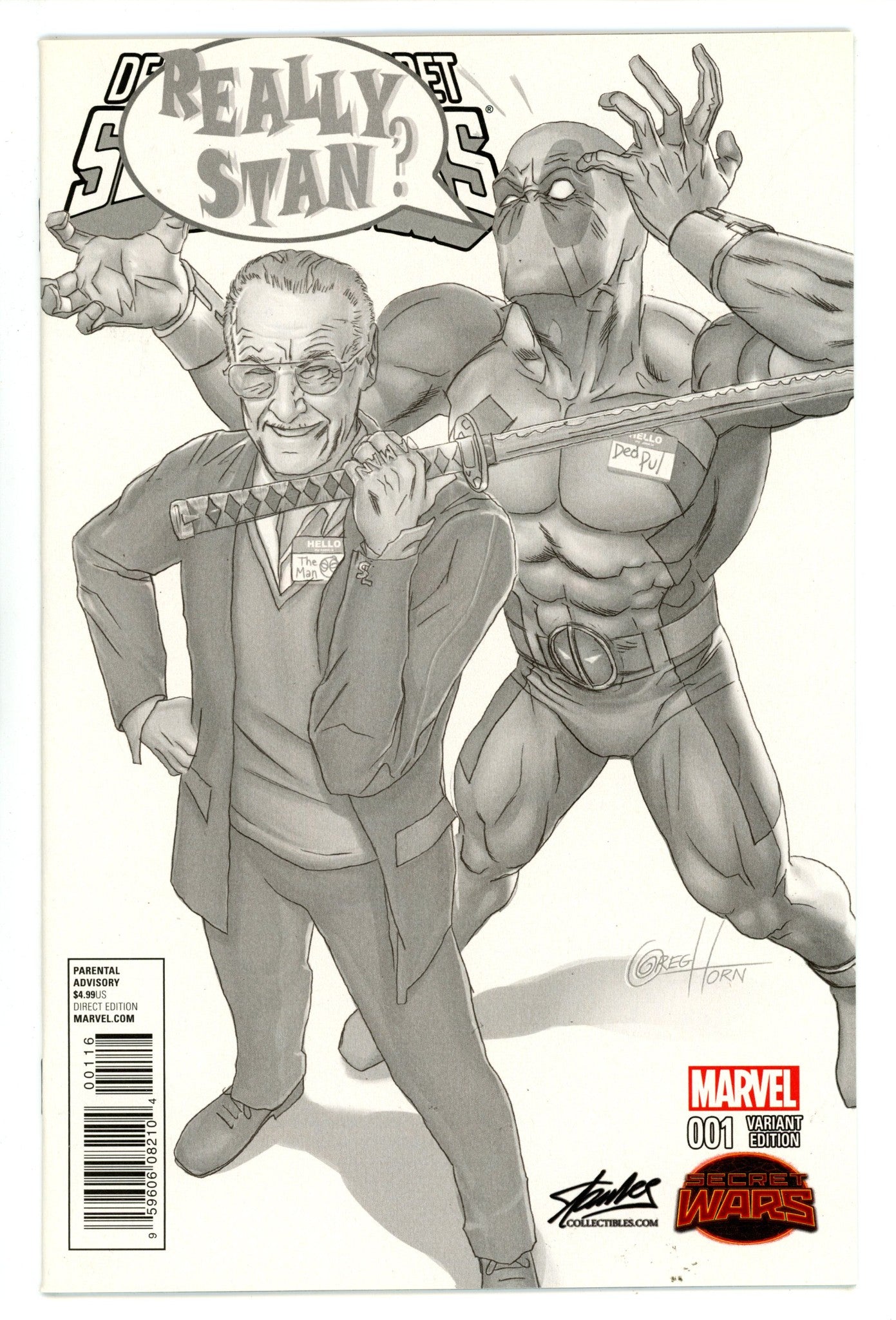 Deadpool's Secret Secret Wars 1 NM- (9.2) (2015) Horn Sketch Exclusive Variant 