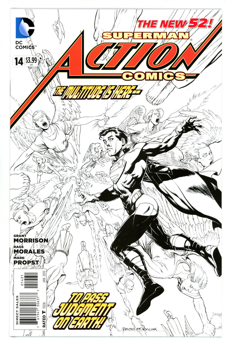 Action Comics Vol 2 14 NM- (9.2) (2013) Morales B&W Sketch Incentive Variant 