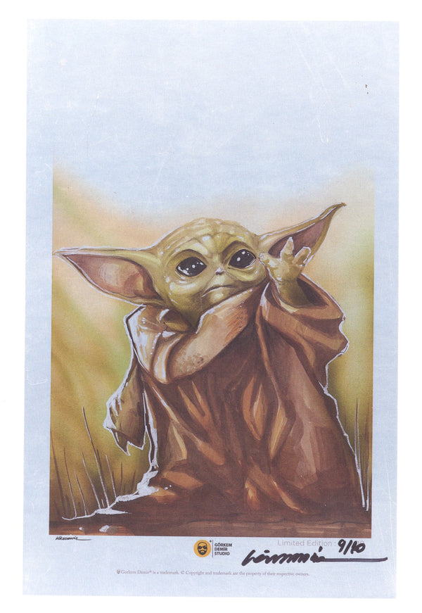 Baby Yoda Foil Print 9/10 () Signed x1 Cover Gorkem Demir