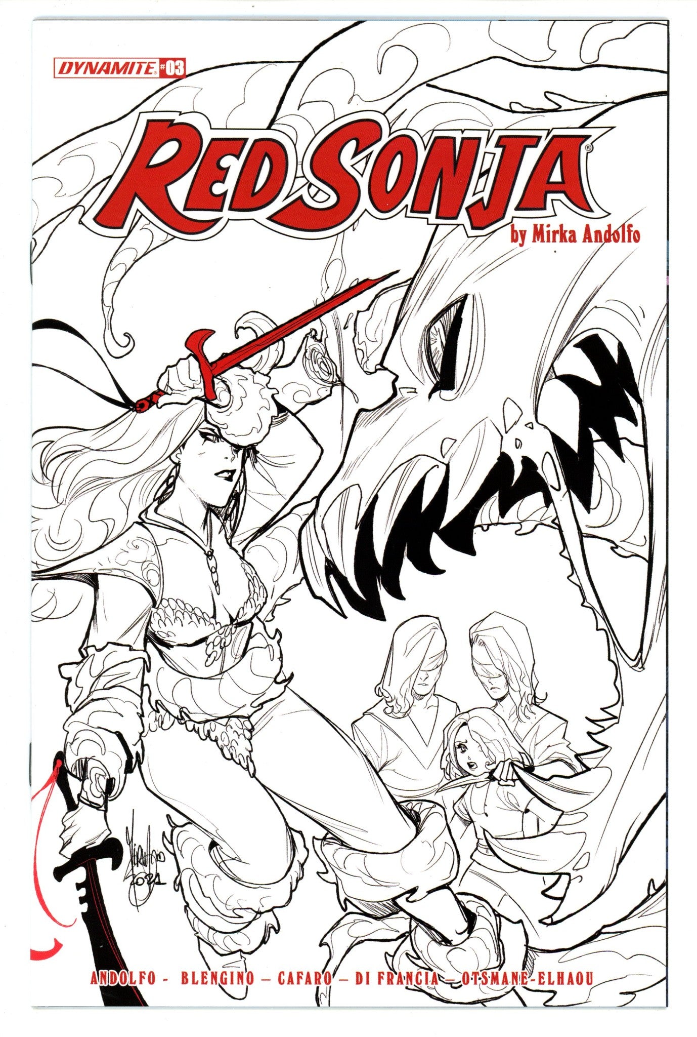 Red Sonja Vol 6 3 High Grade (2021) Andolfo B&W Incentive Variant 