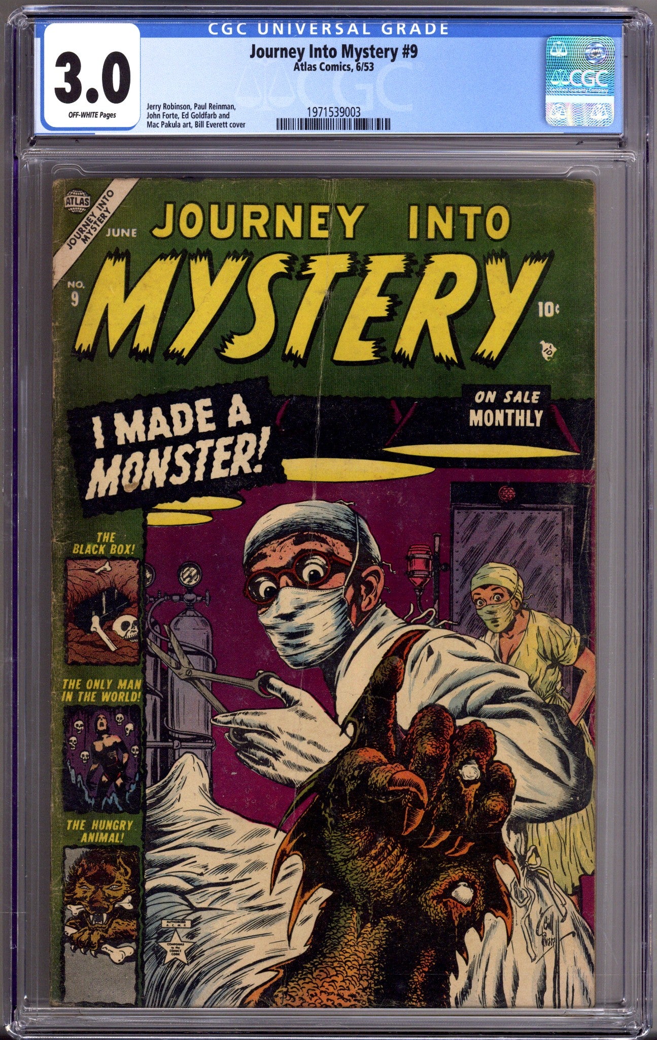 Journey into Mystery Vol 1 9 CGC 3.0 (GD/VG) (1953) 