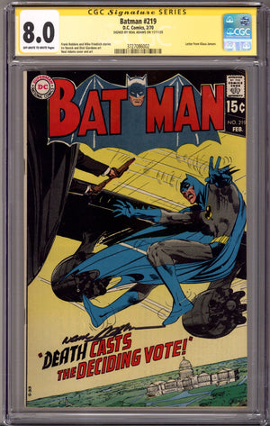 Batman Vol 1 219 CGC 8.0 (VF) (1970) Signed x1 Cover Neal Adams