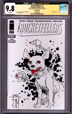 The Rocketfellers 1 CGC 9.8 (NM/M) Rex Sketch (2024) Blank Variant Signed x1 Cover Francis Manapul