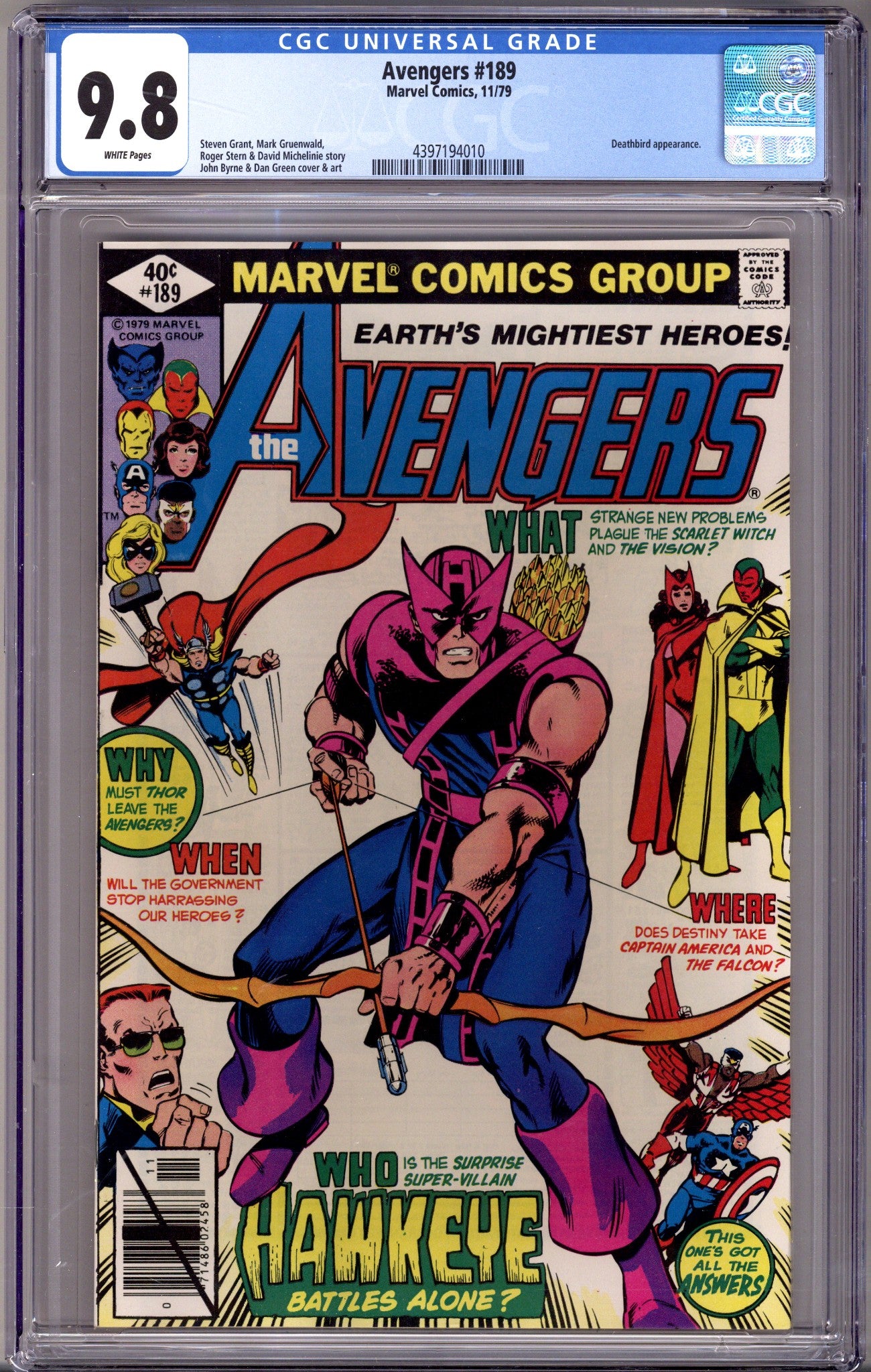 The Avengers Vol 1 189 CGC 9.8 (NM/M)   (1979)        