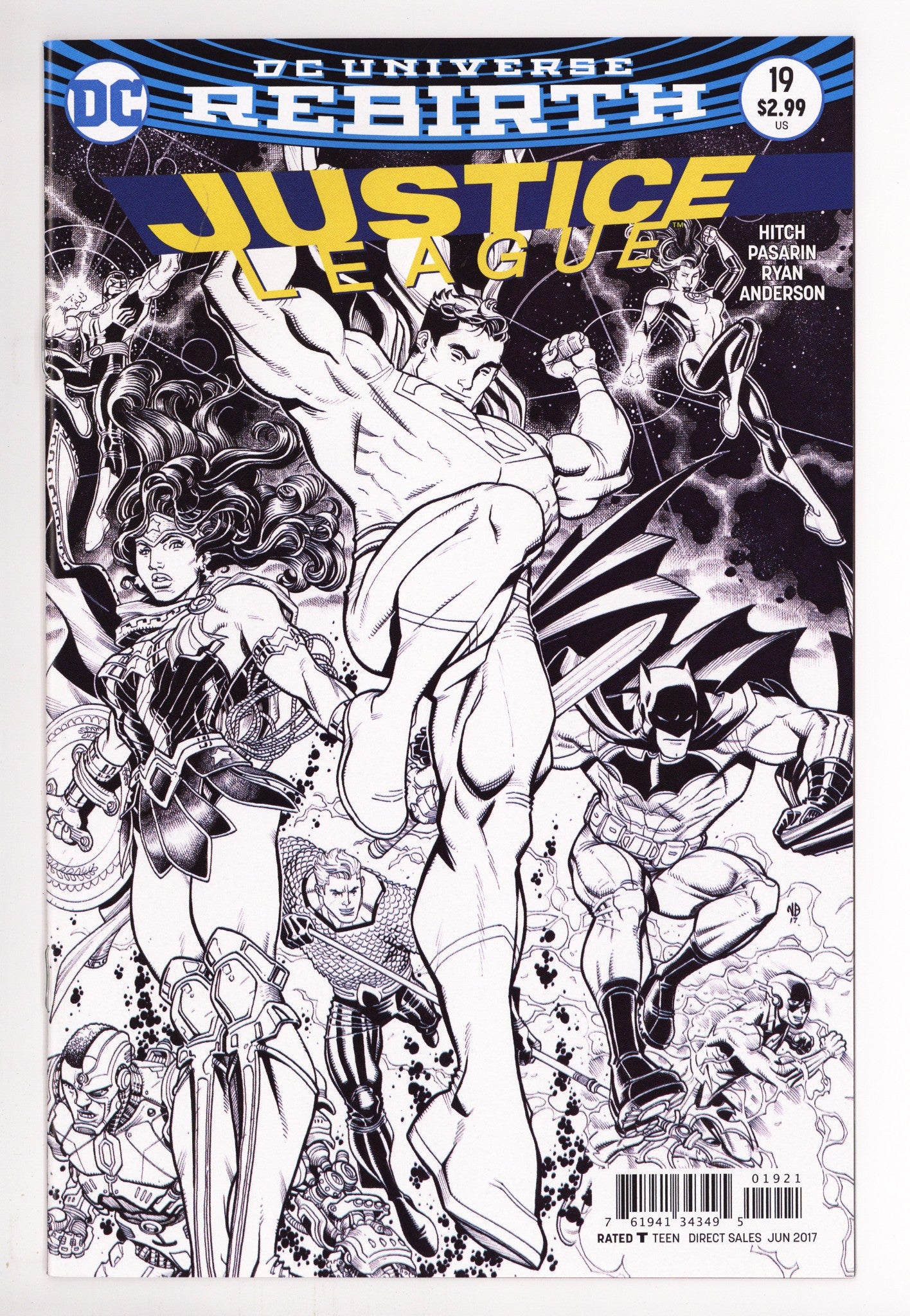Justice League Vol 2 19 High Grade (2017) Bradshaw B&W Variant 