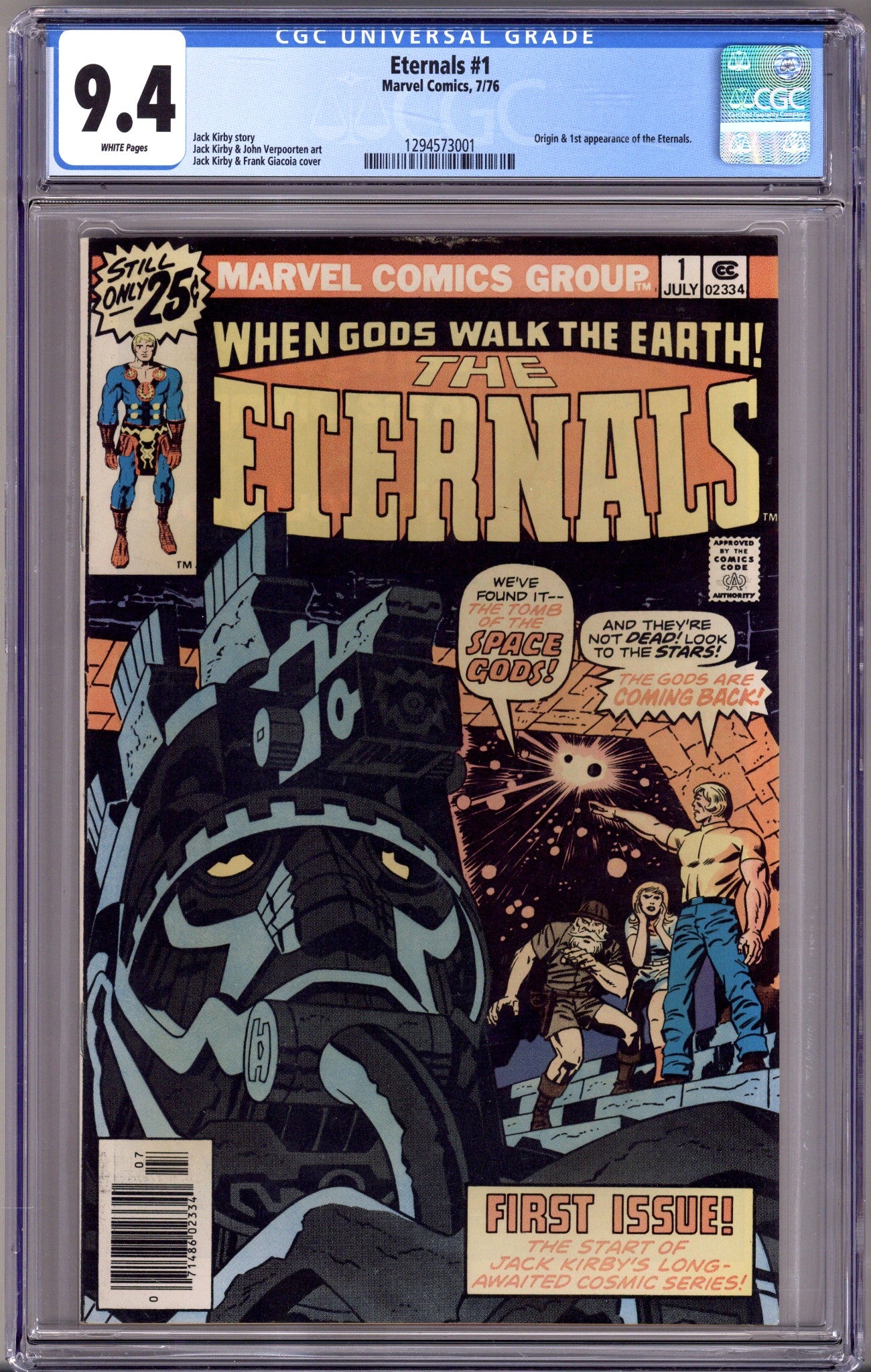 The Eternals Vol 1 1 CGC 9.4 (NM) Sun Faded (1976) 