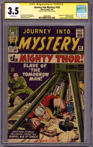Journey into Mystery Vol 1 102 CGC 3.5 (VG-) (1964) Signed x1 Cover Larry Lieber