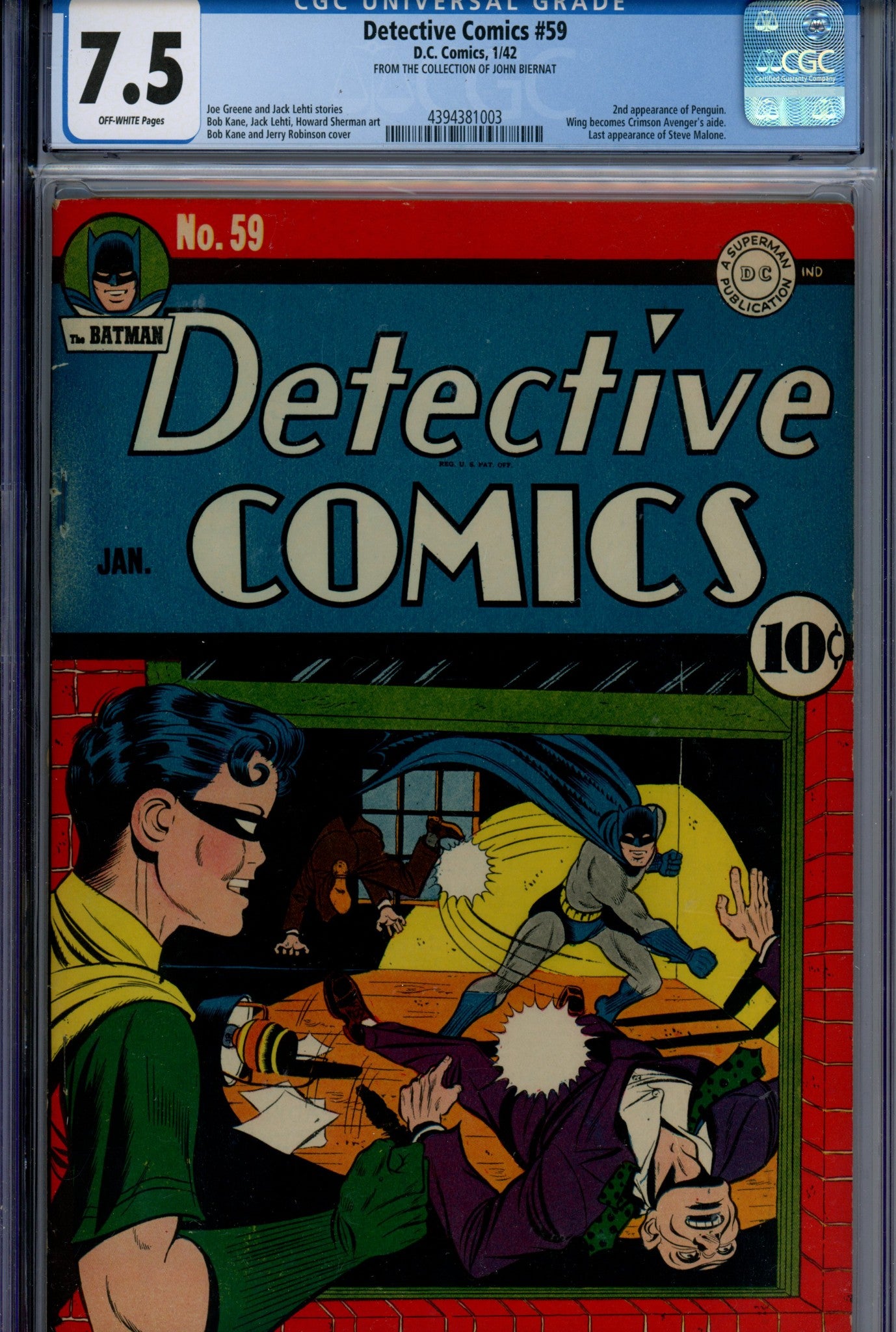 Detective Comics Vol 1 59 CGC 7.5 (VF-) (1942) 