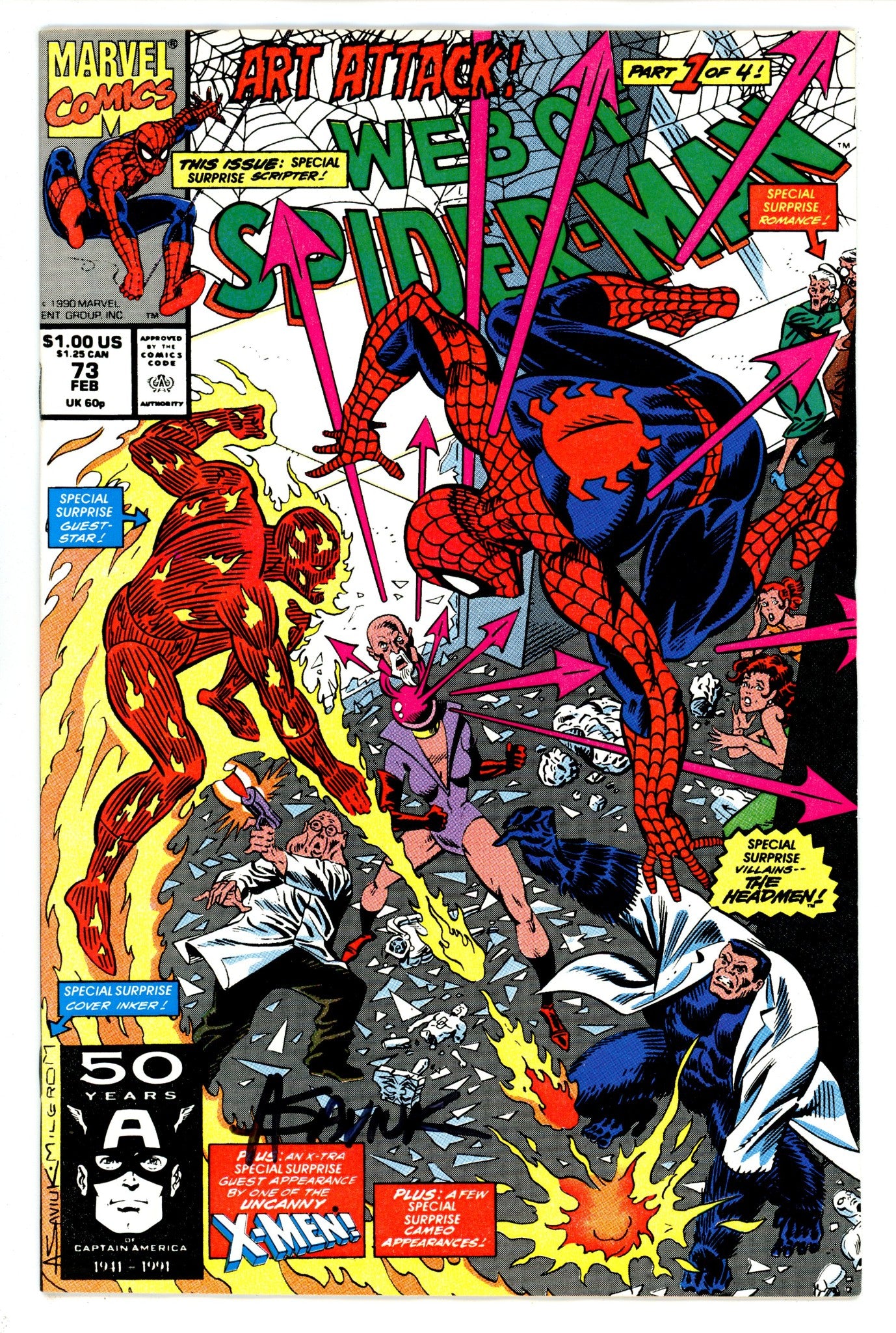 Web of Spider-Man Vol 1 73 Mid Grade (1991) Signed x1 Cover Alex Saviuk 