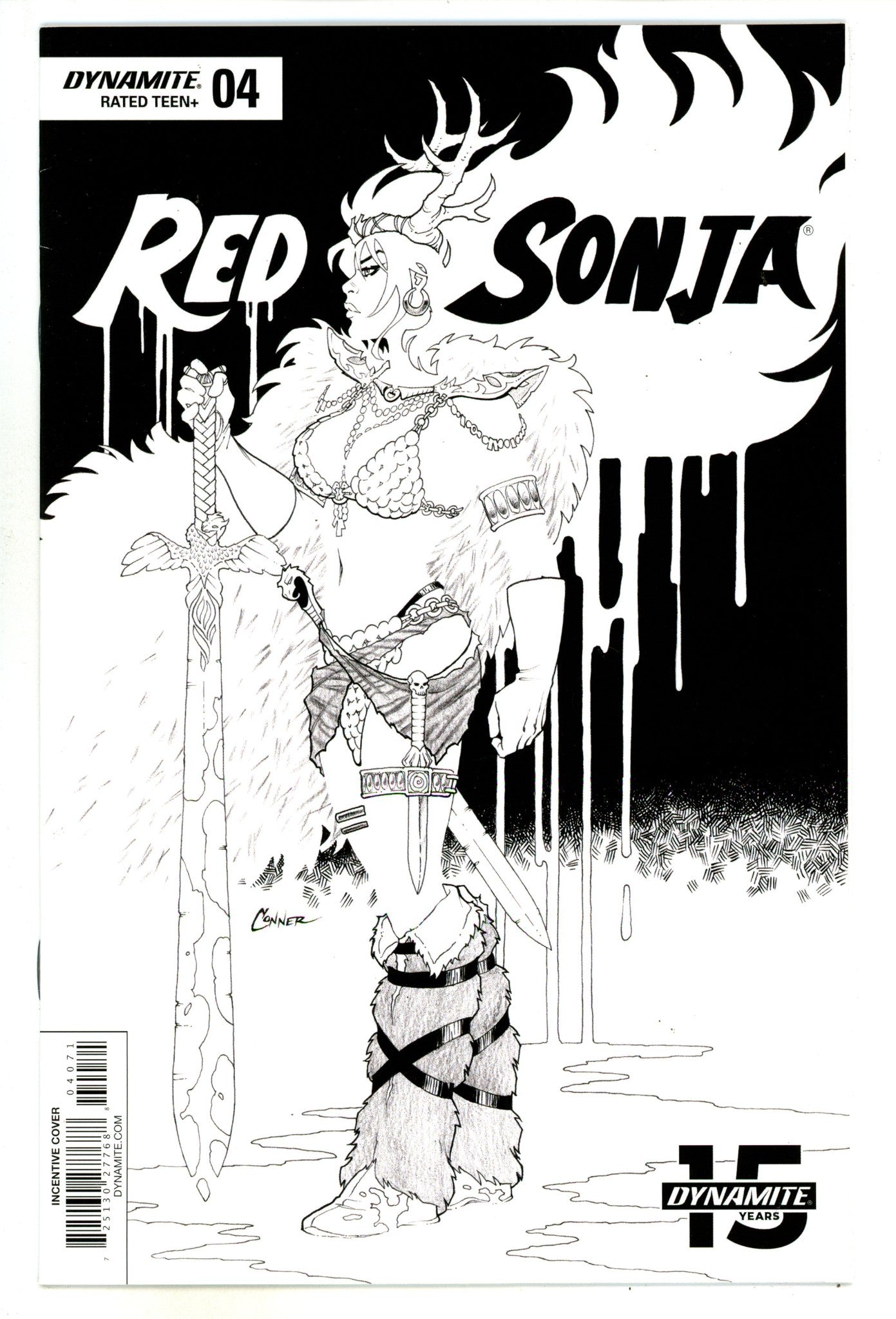 Red Sonja Vol 5 4 VF+ (8.5) (2019) Conner B&W Incentive Variant 
