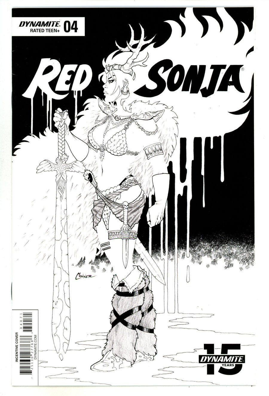 Red Sonja Vol 5 4 VF+ (8.5) (2019) Conner B&W Incentive Variant 