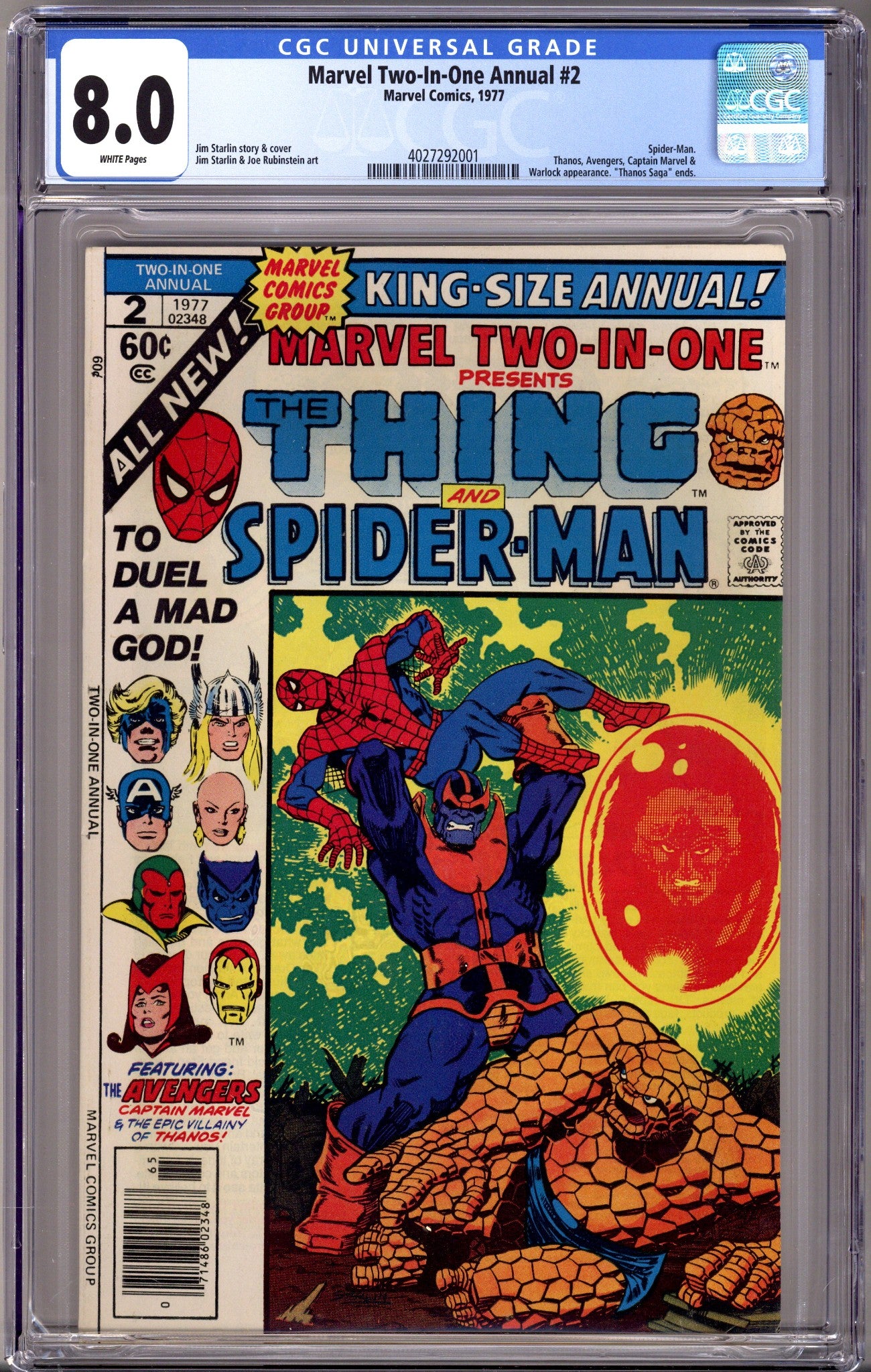 Marvel Two-in-One Annual Vol 1 2 CGC 8.0 (VF) (1977) 