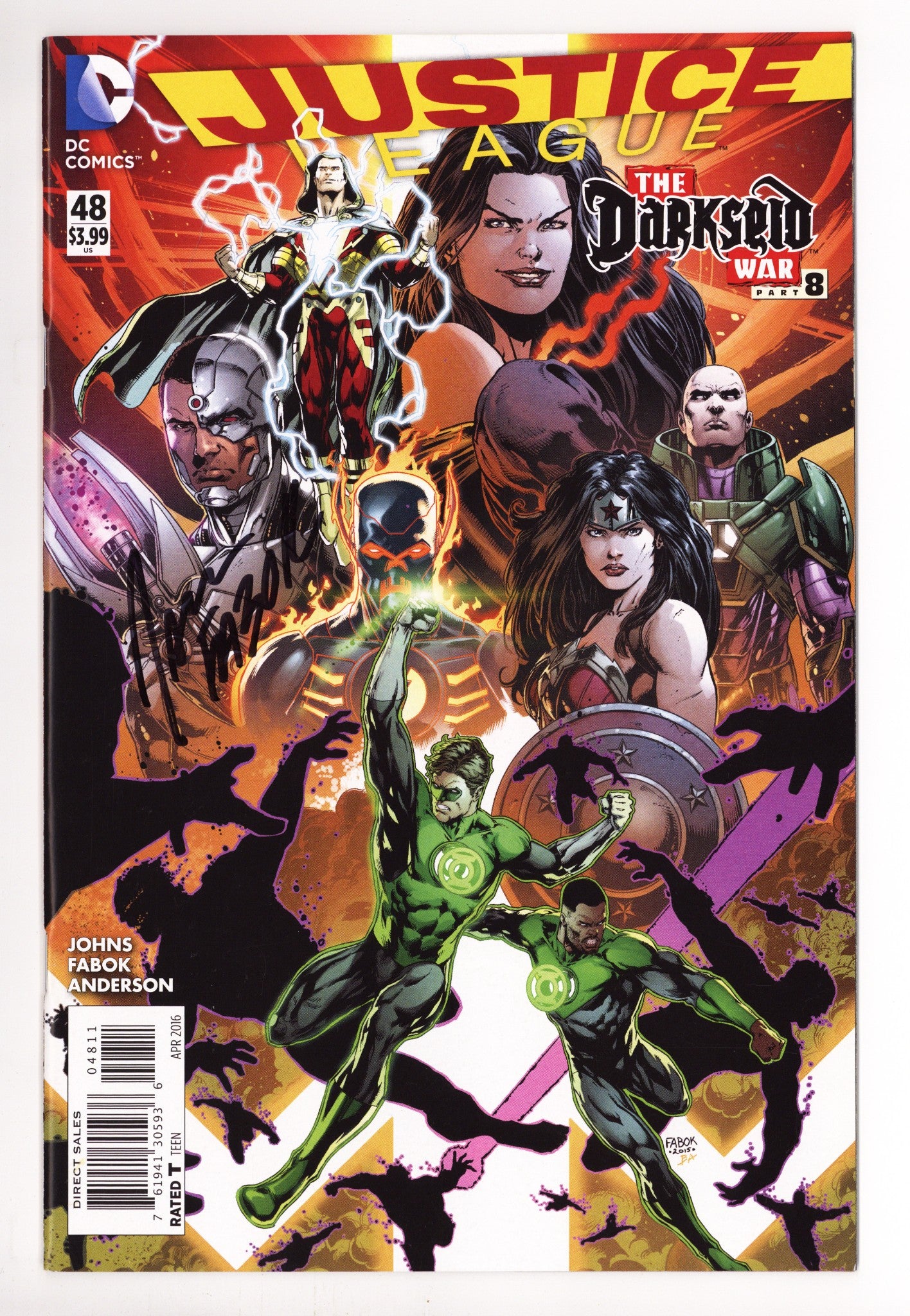 Justice League Vol 1 48 VF (8.0) (2016) Signed x1 Cover Jason Fabok 
