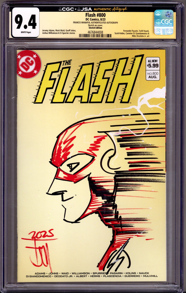 The Flash Vol 5 800 CGC 9.4 (NM) (2023) Blank Variant Signed / Remarked x1 Cover Francis Manapul