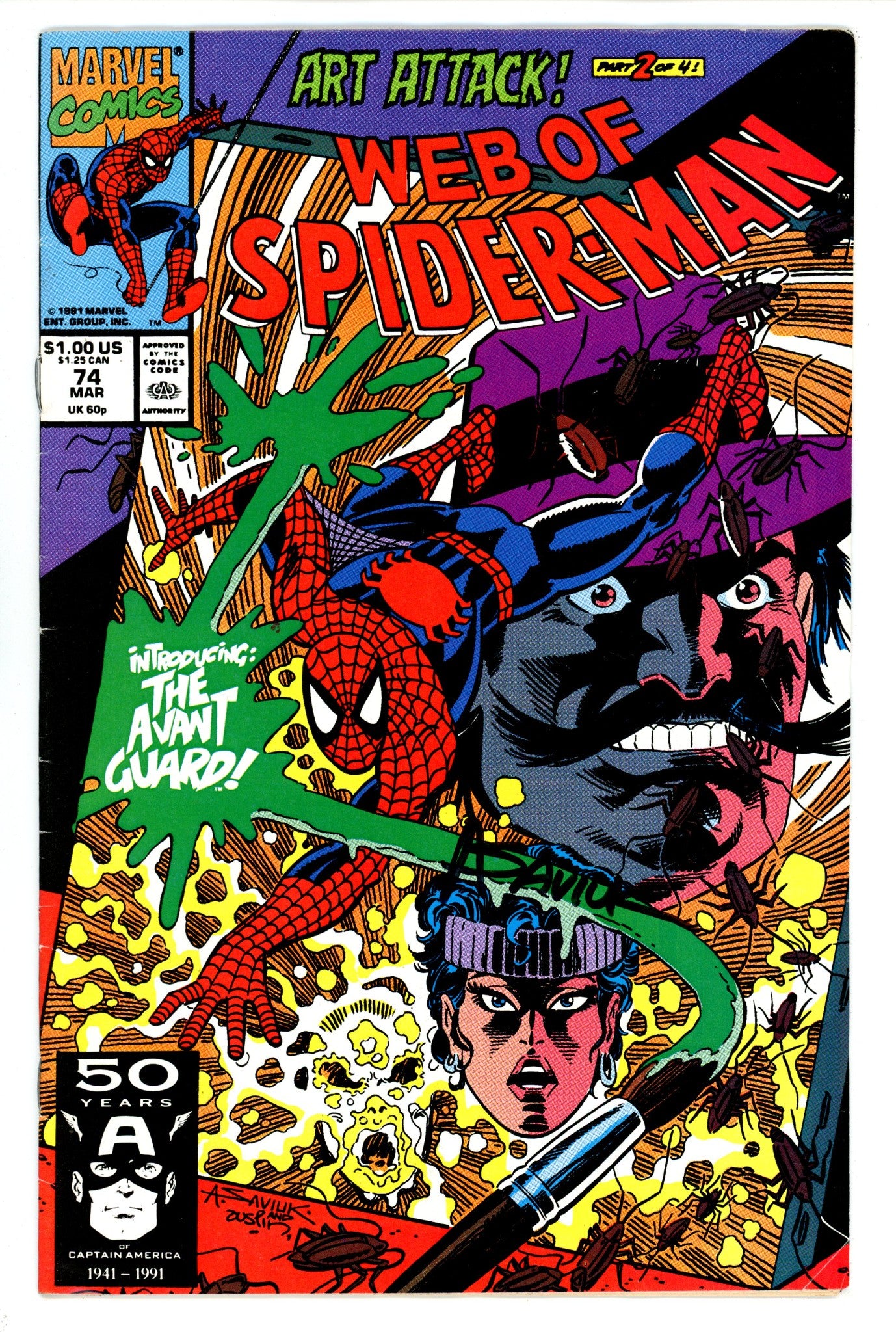 Web of Spider-Man Vol 1 74 Low Grade (1991) Signed x1 Cover Alex Saviuk 