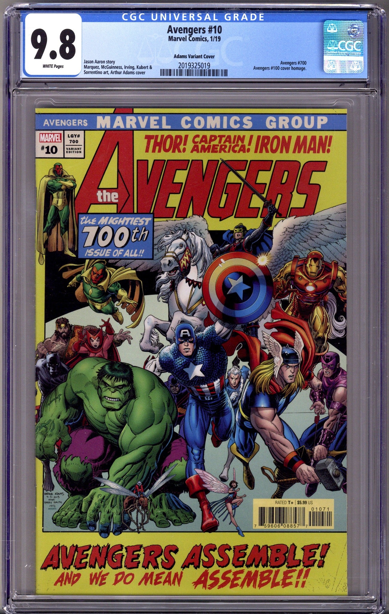Avengers Vol 8 10 (700) CGC 9.8 (NM/M)   (2019) Adams     Incentive Variant  