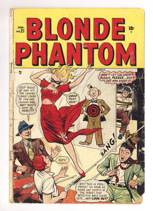 Blonde Phantom Comics 21 PR (0.5) Colour Touch, Piece Added, Glue, Centerfold Missing (1949)
