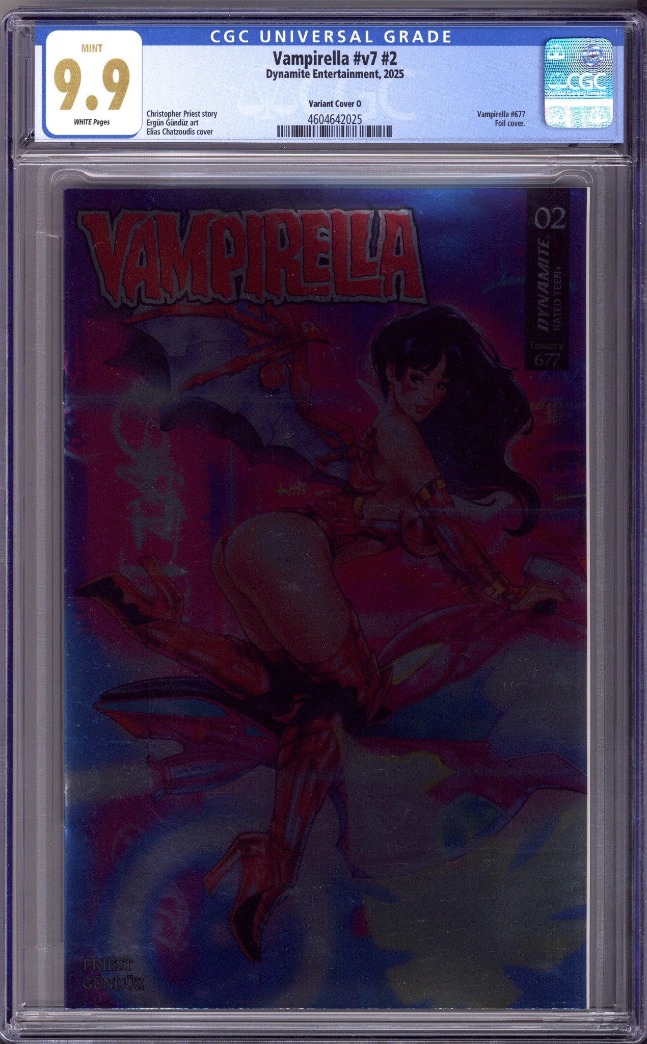 Vampirella Vol 7 2 CGC 9.9 (MINT) (2025) Chatzoudis Foil Variant 