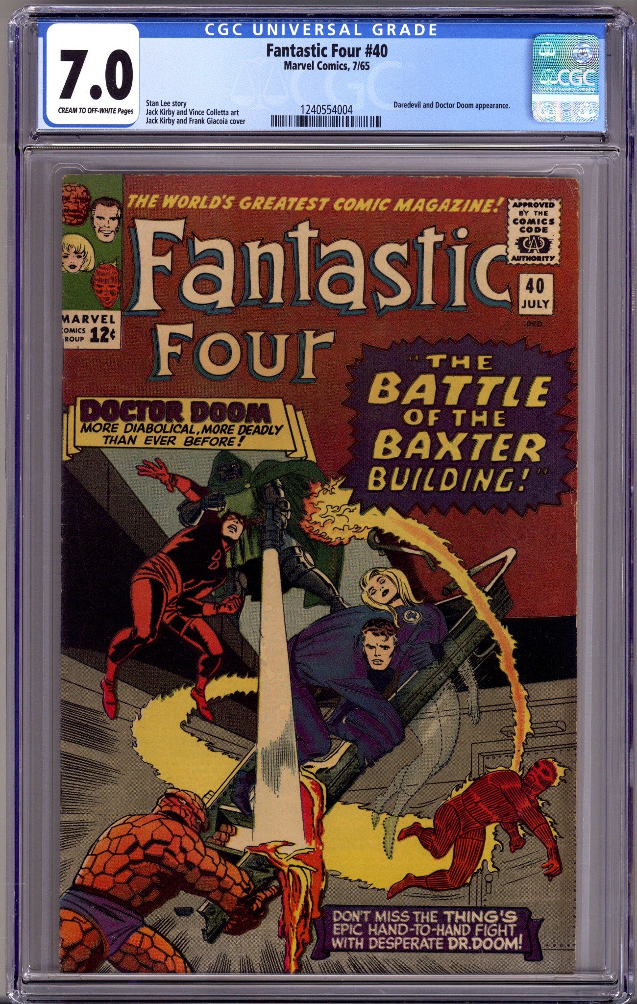 Fantastic Four Vol 1 40 CGC 7.0 (FN/VF) (1965) 
