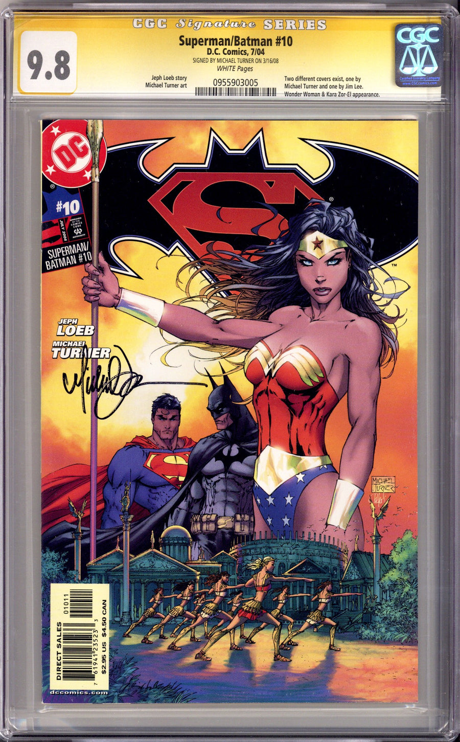 Superman / Batman 10 CGC 9.8 (NM/M) (2004) Signed x1 Cover Michael Turner