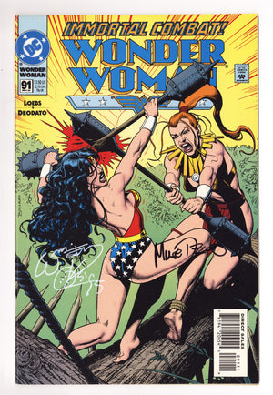 Wonder Woman Vol 2 91 VF (8.0) (1994) Signed x2 Cover Mike Deodato & William Messner-Loebs