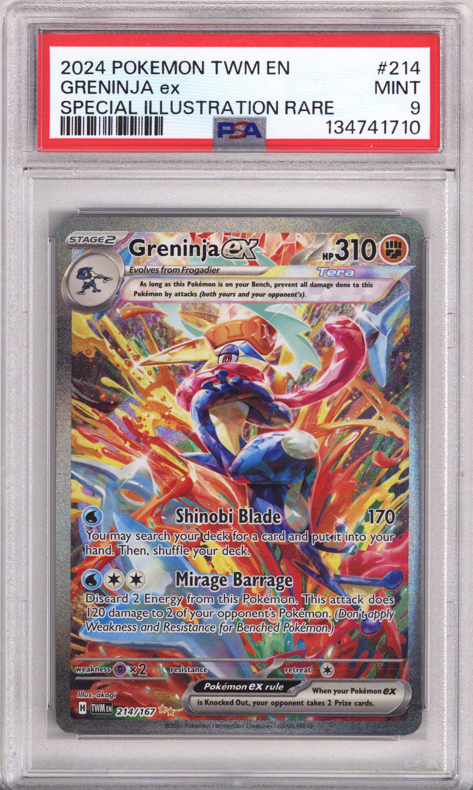 Pokemon Twilight Masquerade Greninja Ex Special Illustration Rare PSA Mint 9 (2024)