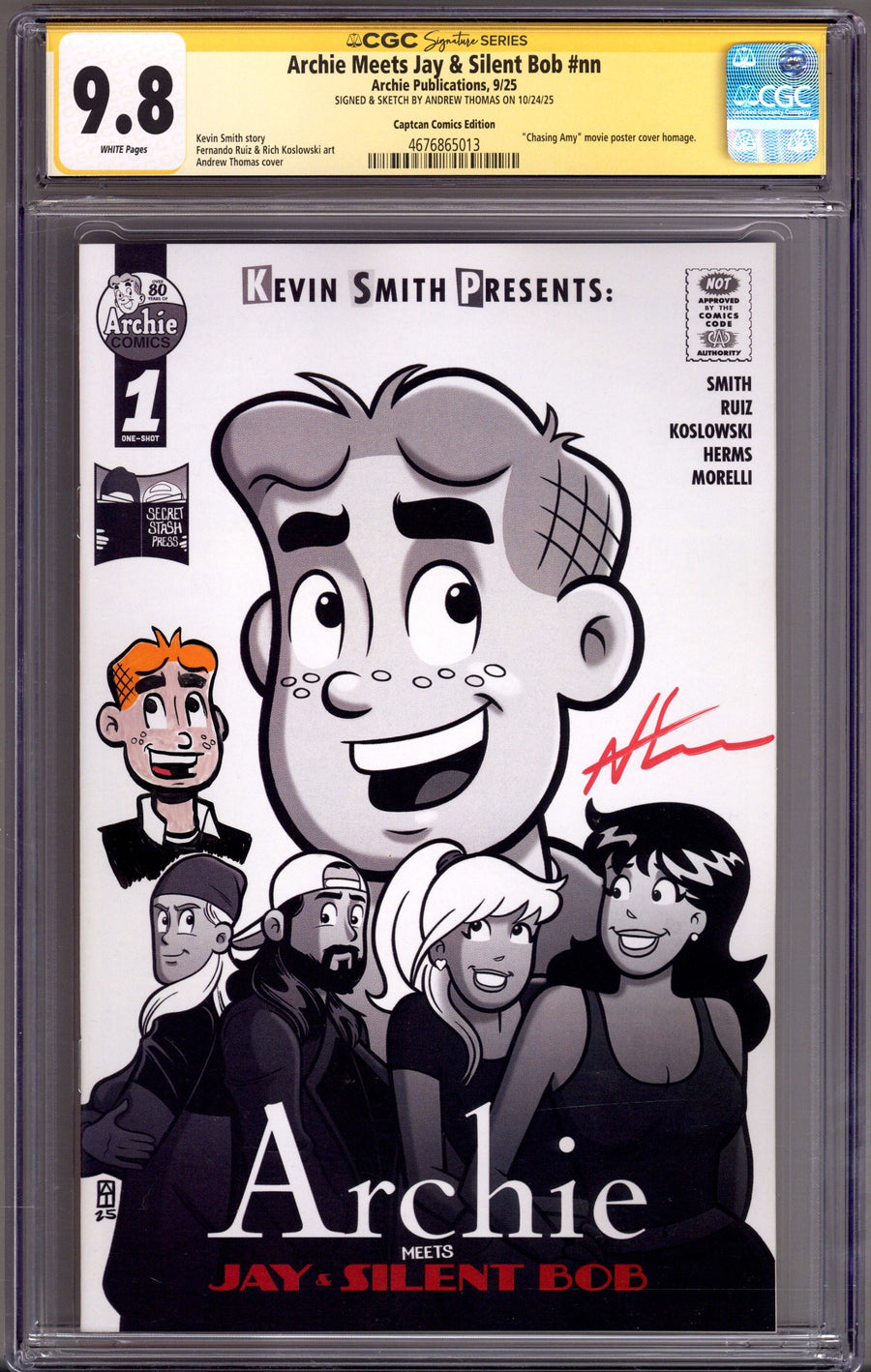 Archie Meets Jay & Silent Bob [nn] CGC 9.8 (NM/M) (2025) Thomas Exclusive Variant Signed / Remarked x1 Cover Andrew Thomas 