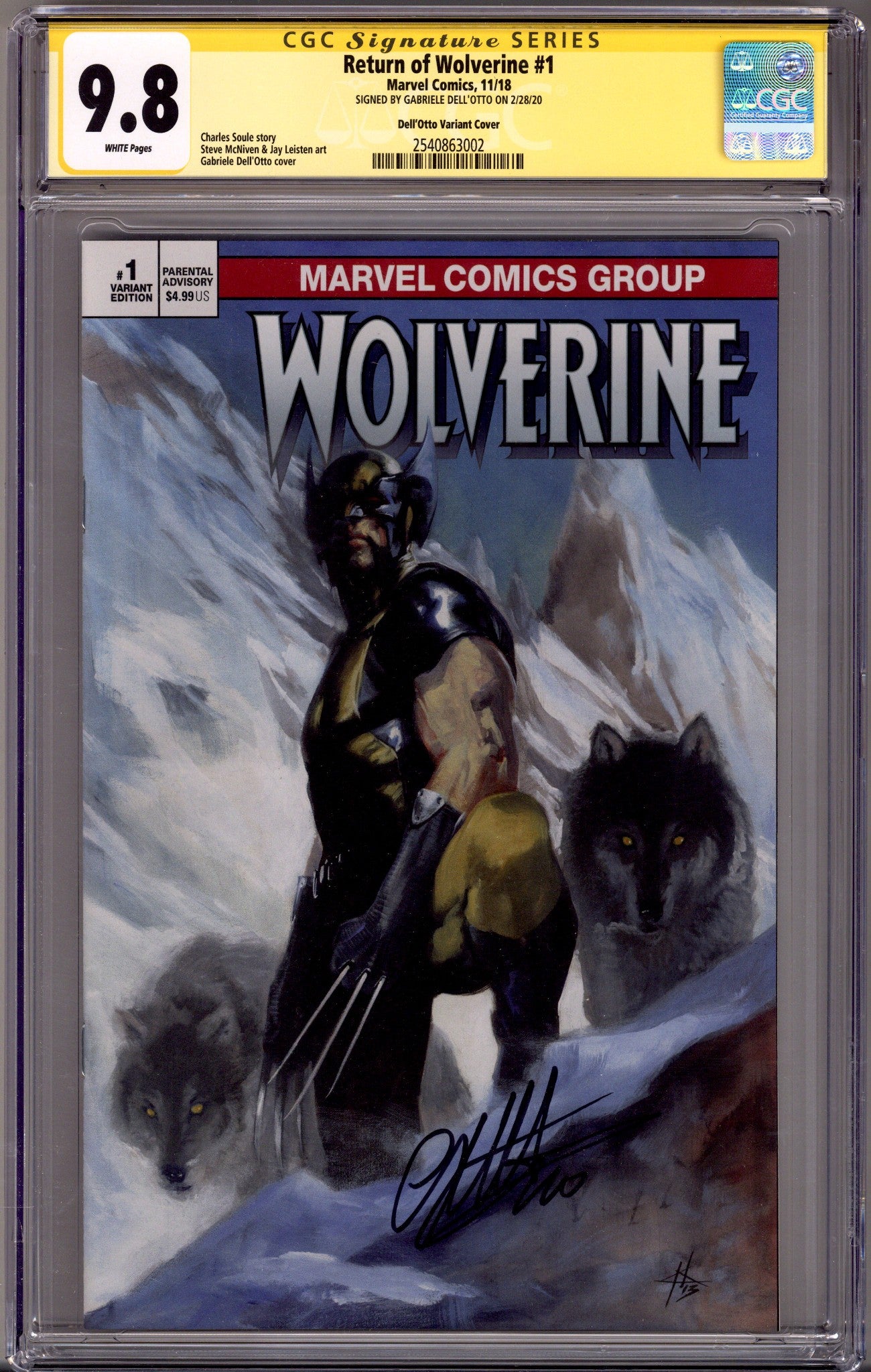 Return of Wolverine 1 CGC 9.8 (NM/M) (2018) Dell'Otto Variant Signed x1 Cover Gabriele Dell'Otto