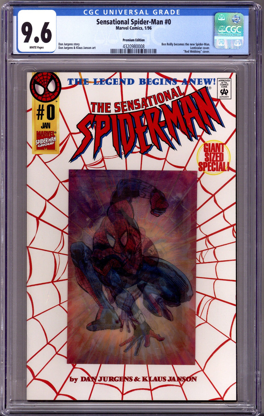 The Sensational Spider-Man Vol 1 0 CGC 9.6 (NM+) (1996) Lenticular Variant