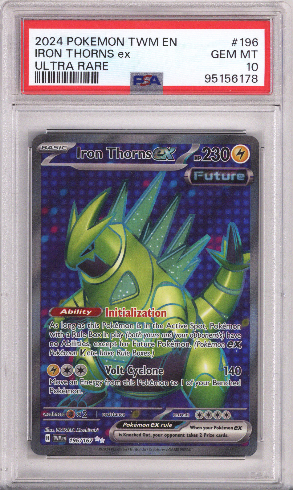 Pokemon Twilight Masquerade Iron Thorns Ex Ultra Rare PSA Gem Mint 10 (2024)