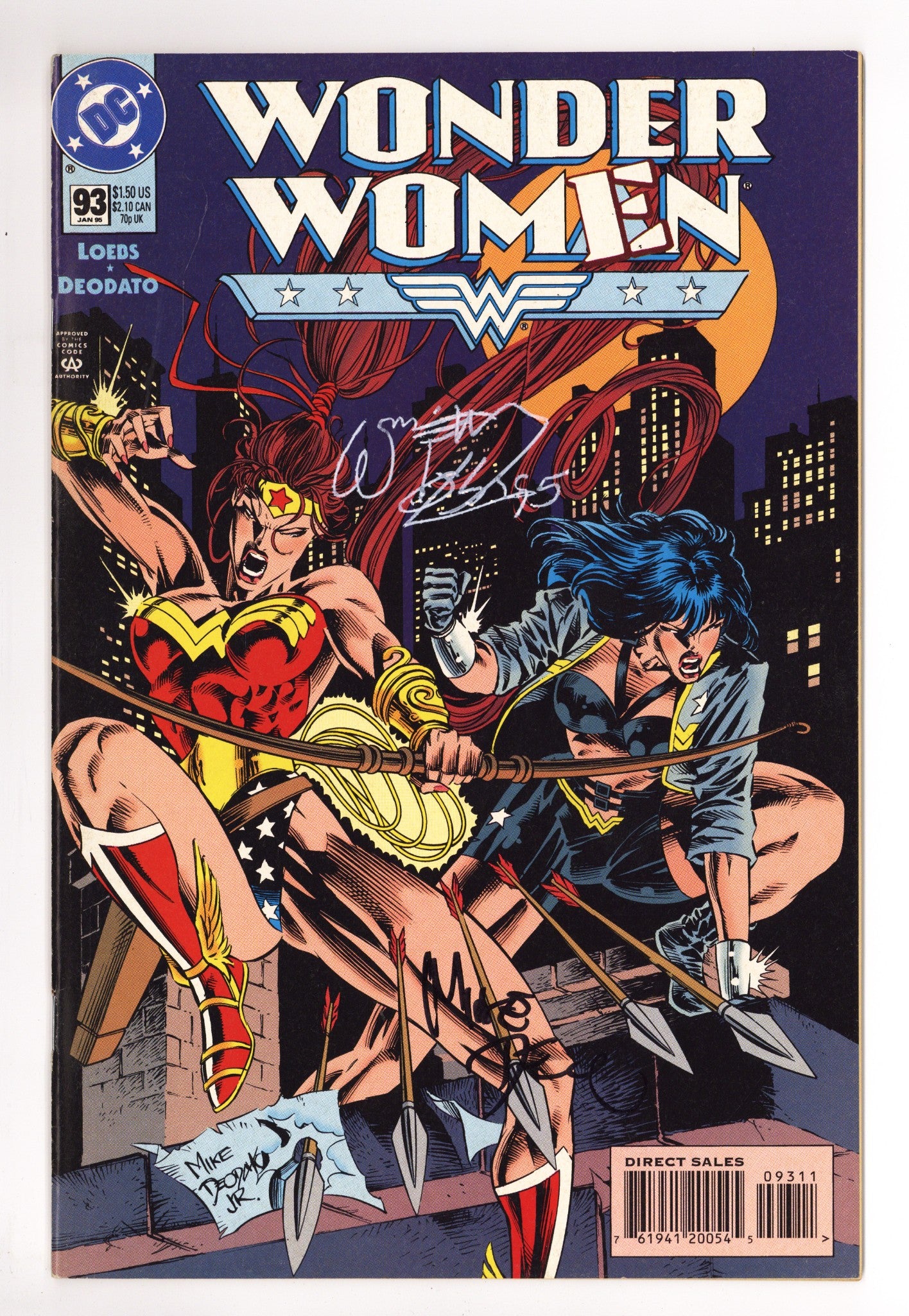 Wonder Woman Vol 2 93 VF (8.0) (1995) Signed x2 Cover Mike Deodato & William Messner-Loebs 