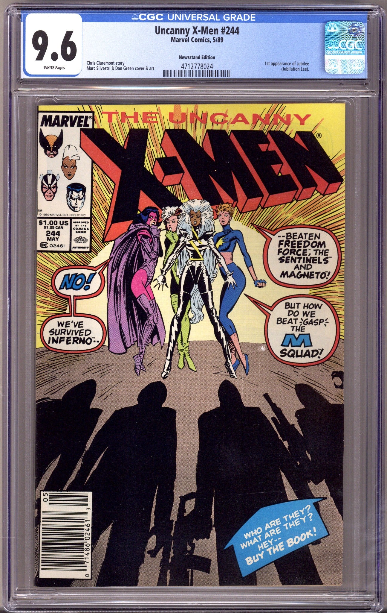 The Uncanny X-Men Vol 1 244 CGC 9.6 (NM+) (1989) Newsstand 