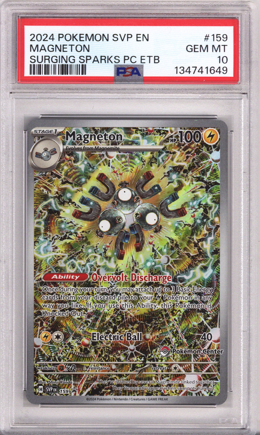 Pokemon Black Star Promo Surging Sparks Pokemon Center Elite Trainer Box Magneton PSA Gem Mint 10 (2024)