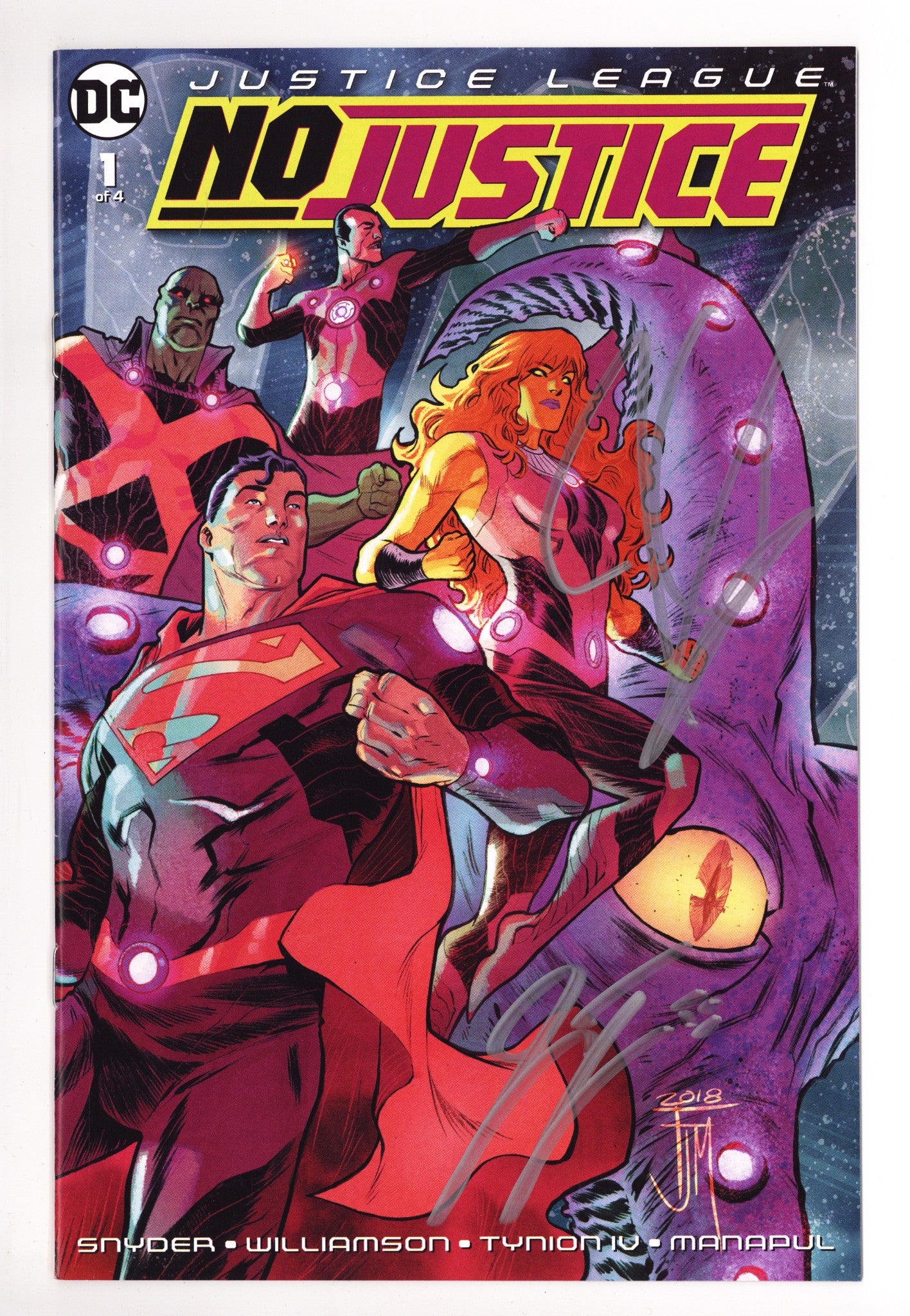 Justice League: No Justice 1 High Grade (2018) Signed x2 Cover Manapul, Tynion 