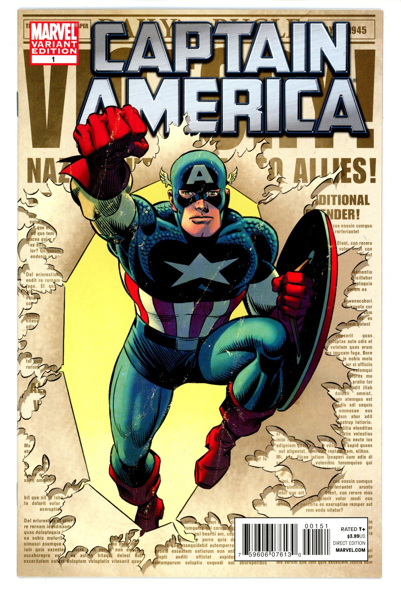Captain America Vol 6 1 VF- (7.5) (2011) Romita Variant 