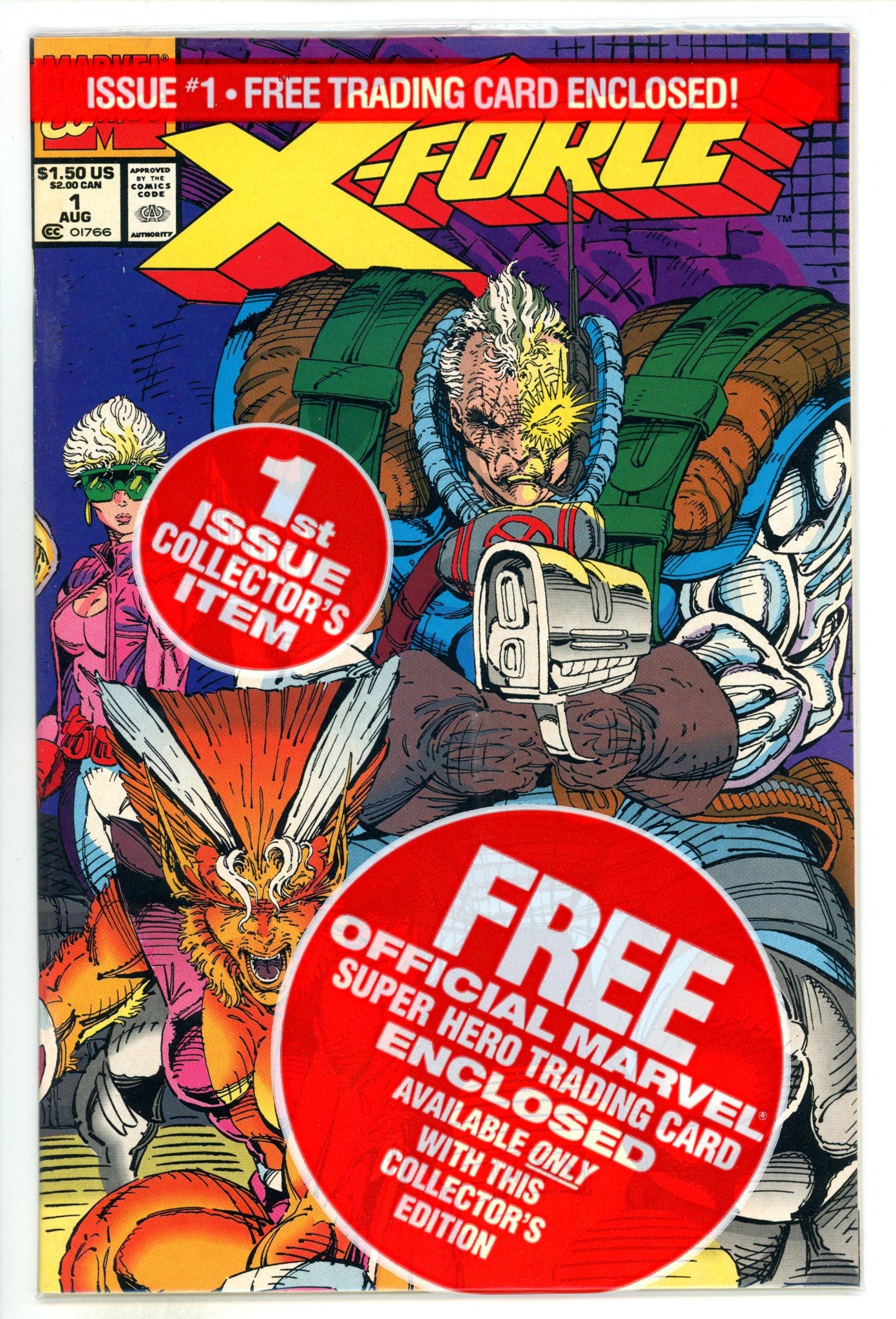 X-Force Vol 1 1 New, Sealed Deadpool Card, Negative UPC (1991) 