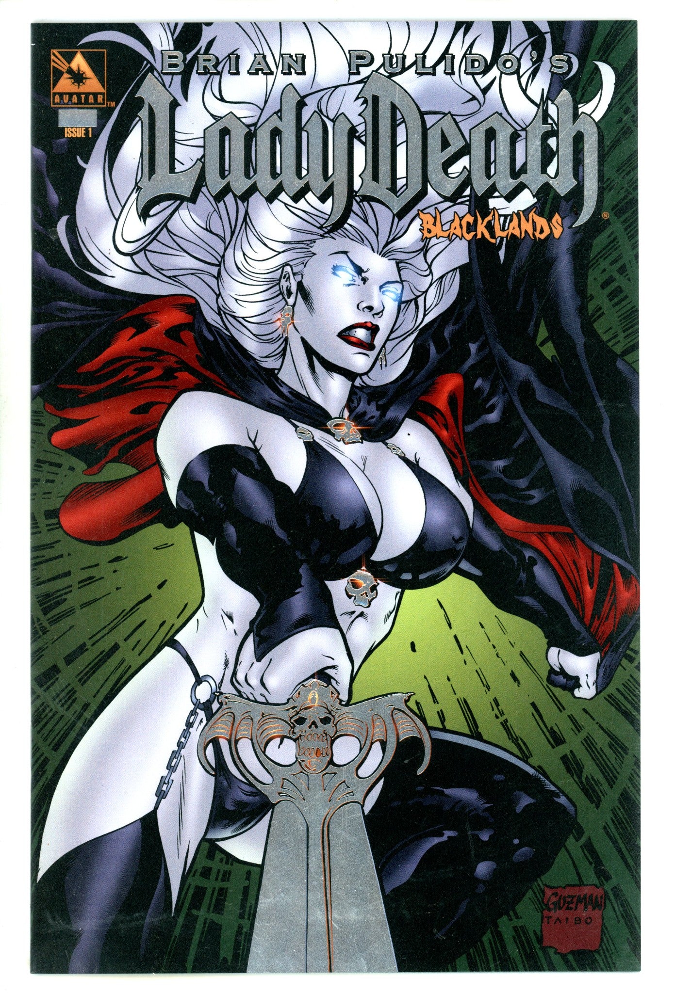 Brian Pulido's Lady Death: Blacklands 1 NM- (9.2) (2006) Guzman Silver Foil Variant 